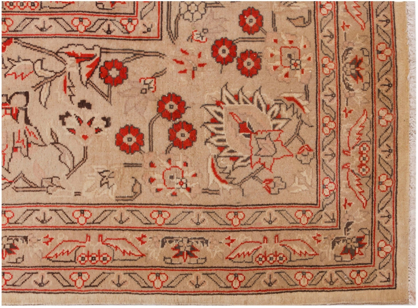 Handmade Vintage Traditional Pakistani Rug | 395 x 303 cm | 13' x 9'11" - Najaf Rugs & Textile