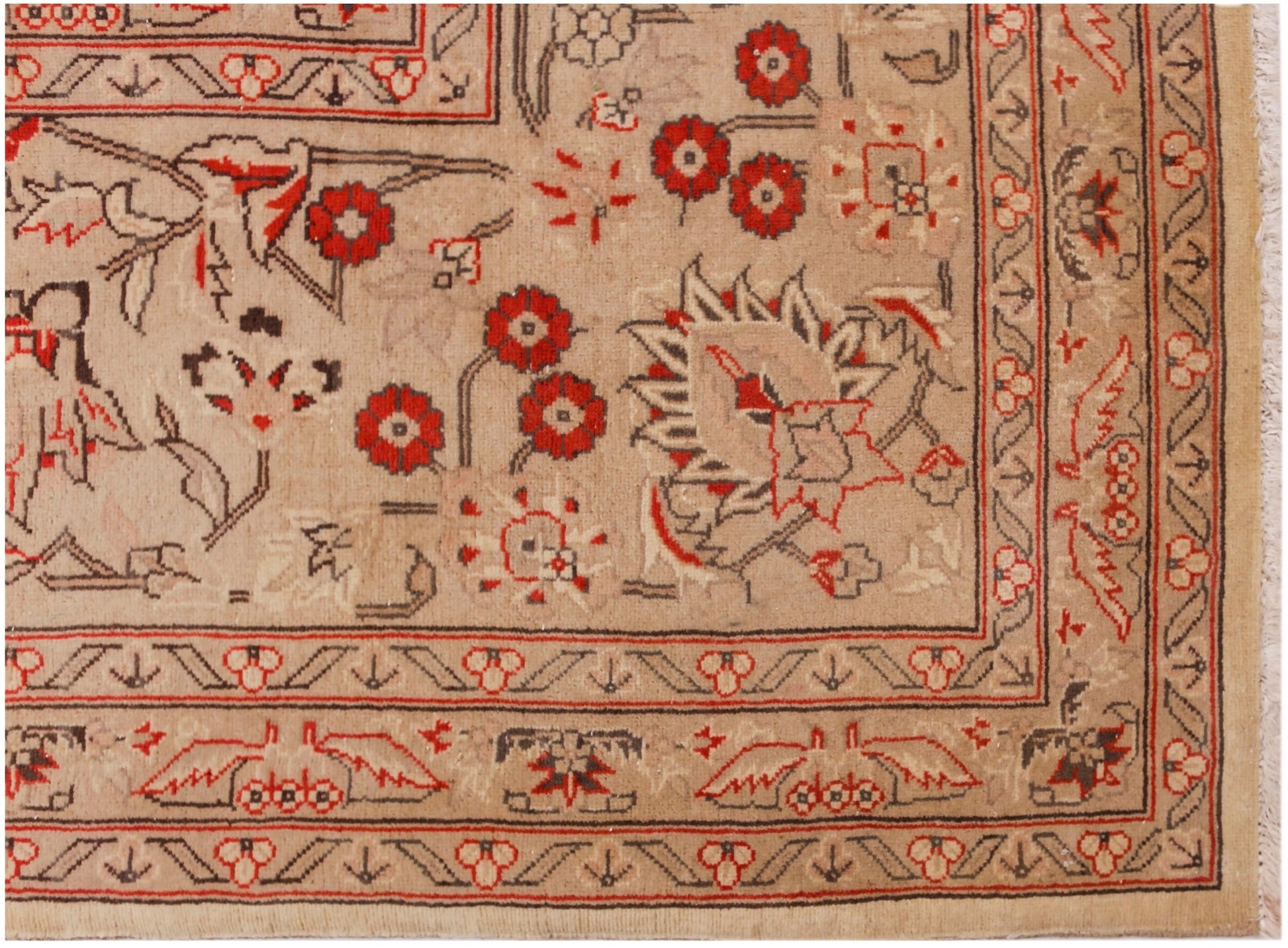 Handmade Vintage Traditional Pakistani Rug | 395 x 303 cm | 13' x 9'11" - Najaf Rugs & Textile