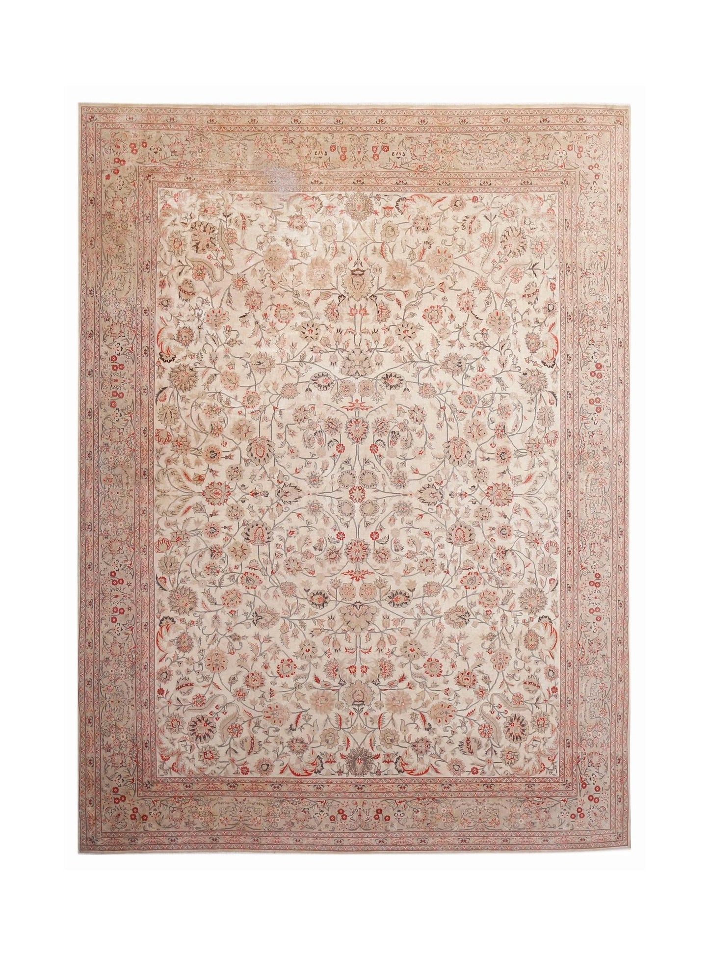 Handmade Vintage Traditional Pakistani Rug | 395 x 303 cm | 13' x 9'11" - Najaf Rugs & Textile