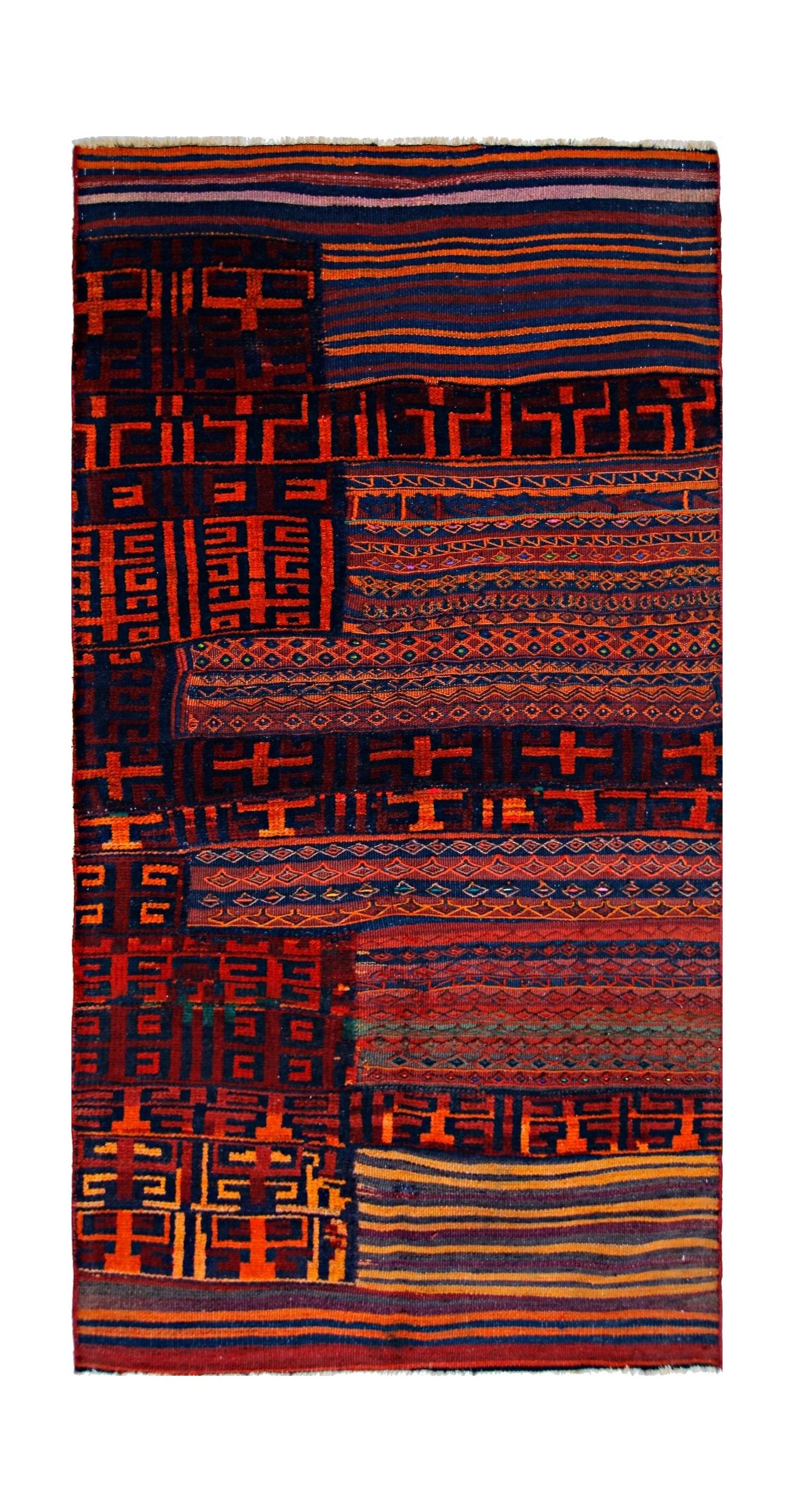 Handmade Tribal Patchwork Rug | 190 x 98 cm | 6'3" x 3'2" - Najaf Rugs & Textile