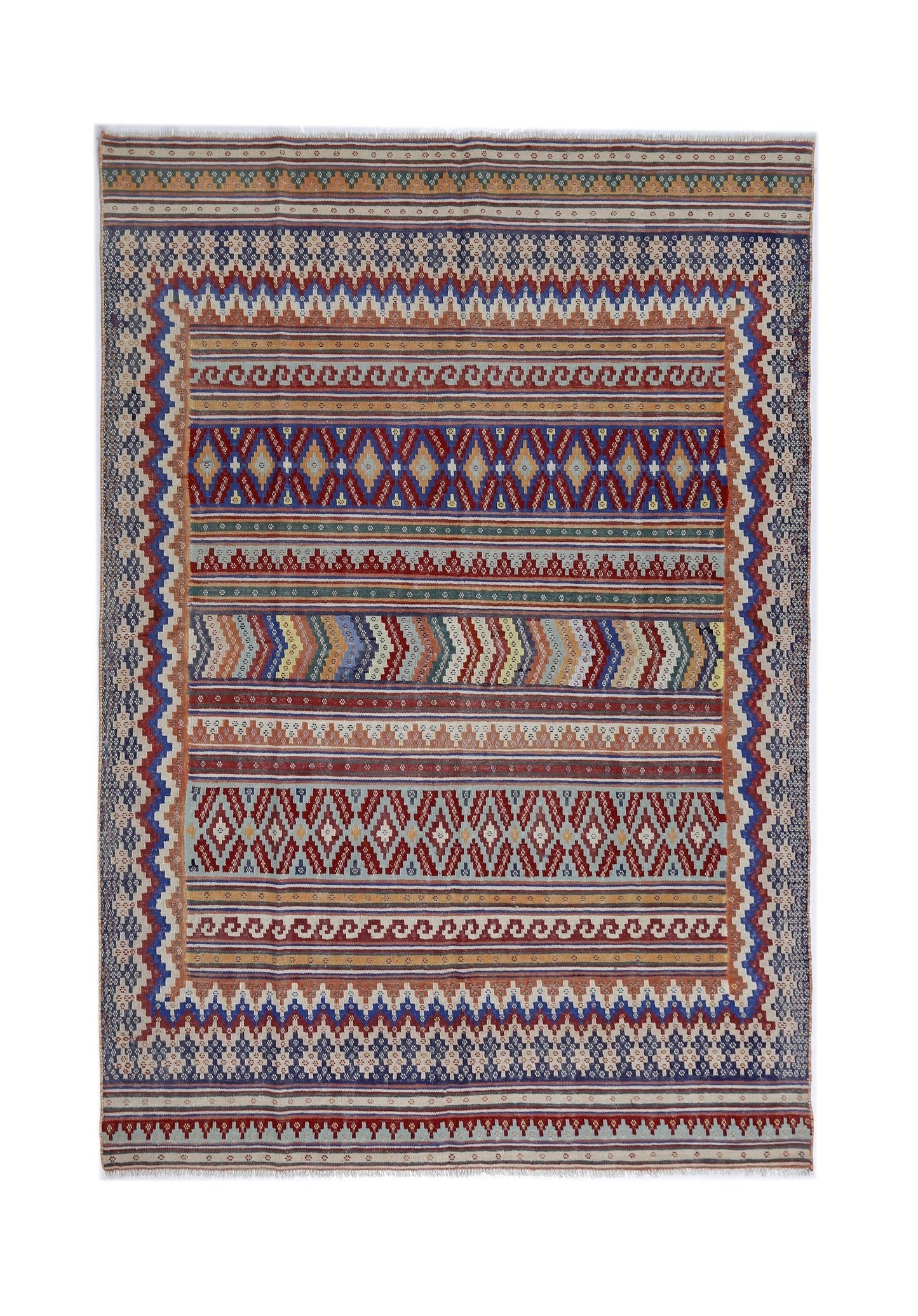 Handmade Vintage Persian Sumak Kilim | 286 x 193 cm | 9'5" x 6'4" - Najaf Rugs & Textile