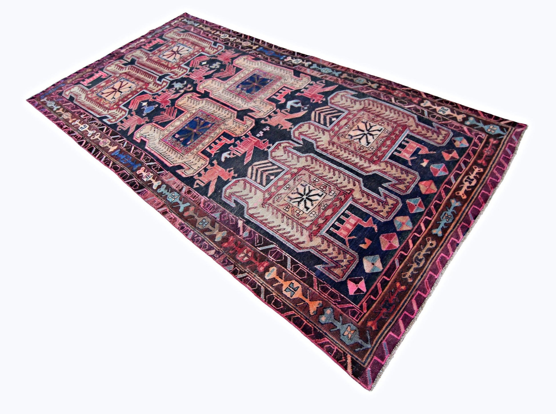 Handmade Vintage Persian Ardebil Rug | 289 x 144 cm | 9'6" x 4'9" - Najaf Rugs & Textile