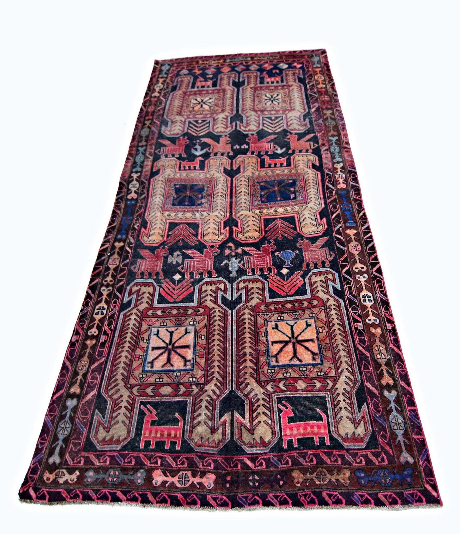 Handmade Vintage Persian Ardebil Rug | 289 x 144 cm | 9'6" x 4'9" - Najaf Rugs & Textile