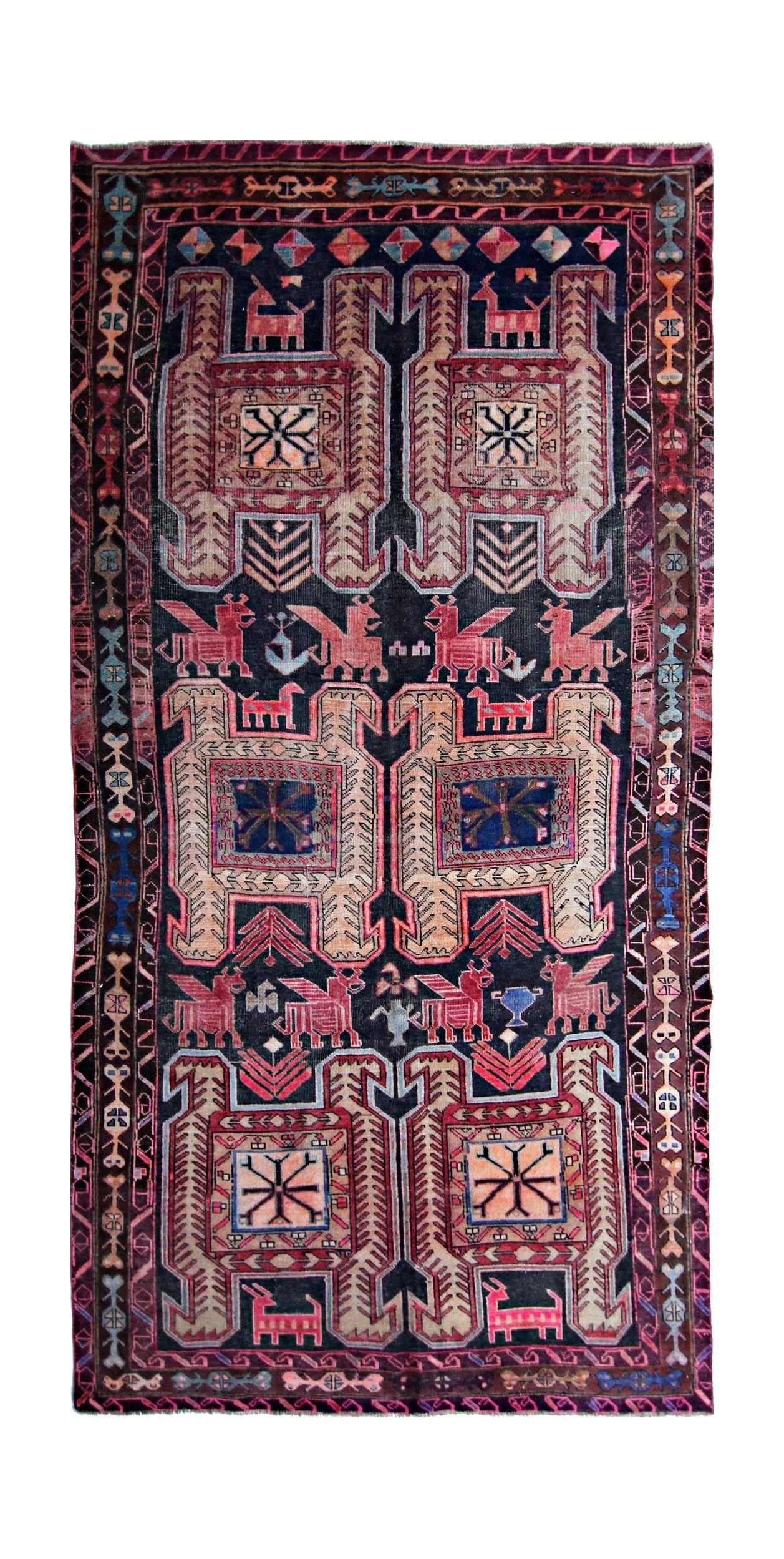 Handmade Vintage Persian Ardebil Rug | 289 x 144 cm | 9'6" x 4'9" - Najaf Rugs & Textile