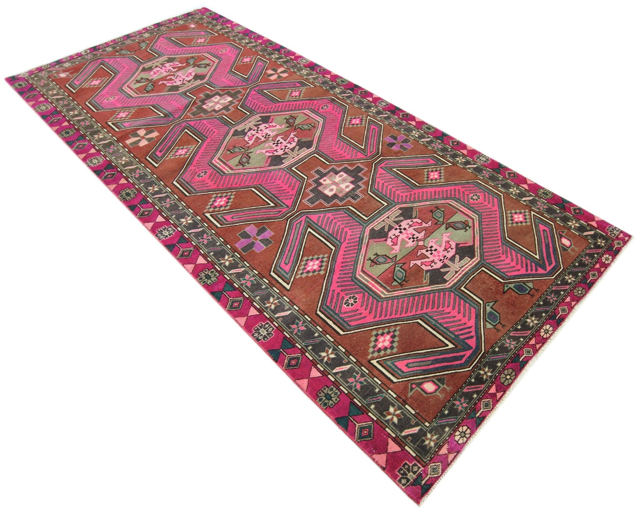 Handmade Vintage Persian Rug | 276 x 126 cm | 9'1" x 4'2" - Najaf Rugs & Textile