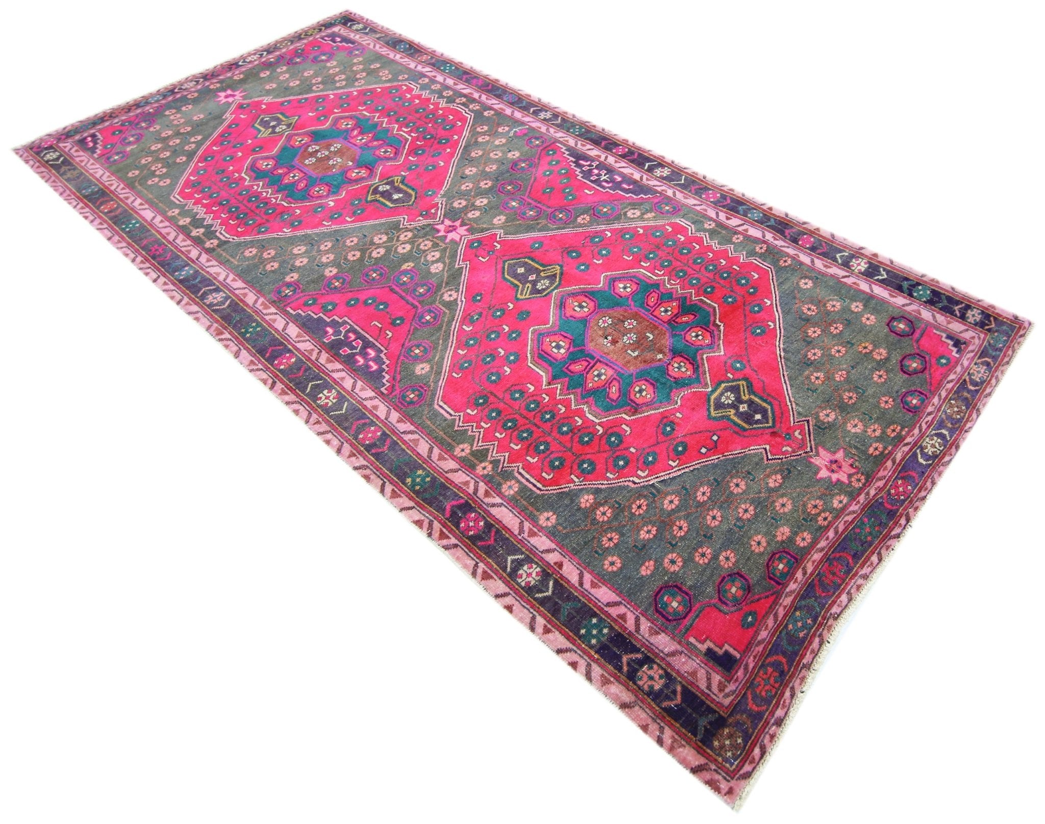 Handmade Vintage Persian Hallway Runner | 280 x 130 cm | 9'2" x 4'3" - Najaf Rugs & Textile