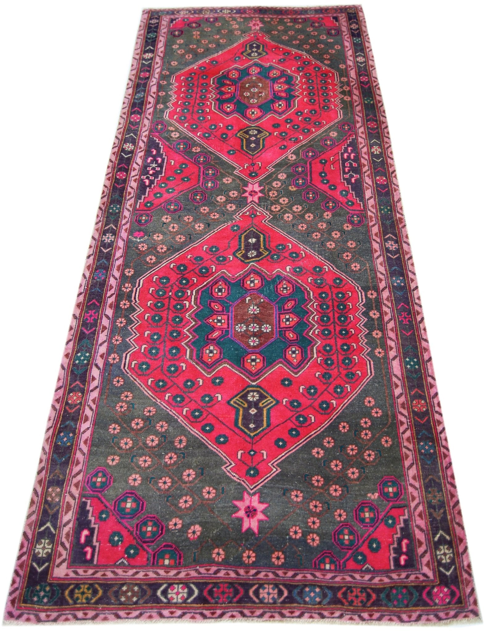 Handmade Vintage Persian Hallway Runner | 280 x 130 cm | 9'2" x 4'3" - Najaf Rugs & Textile
