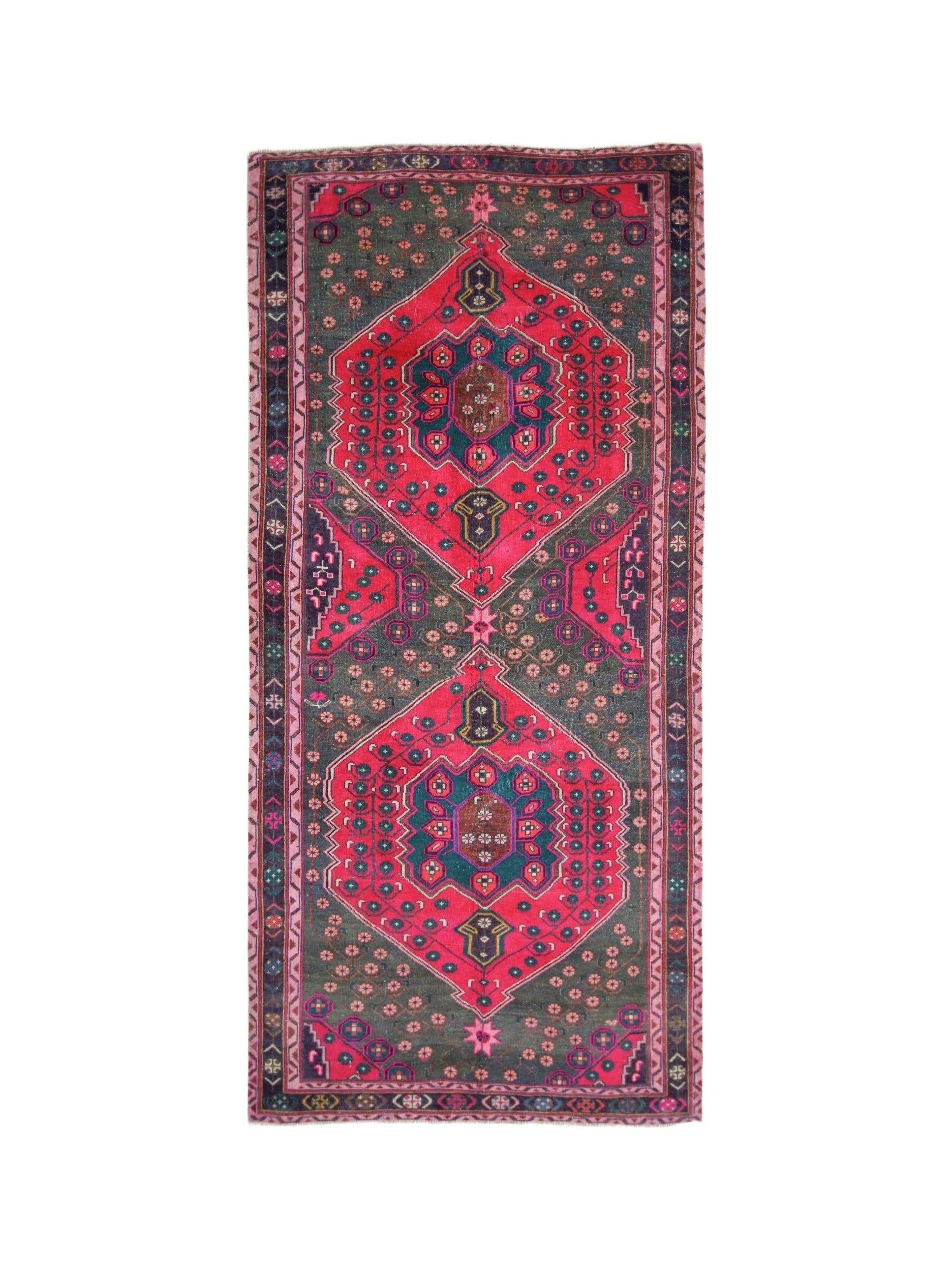 Handmade Vintage Persian Hallway Runner | 280 x 130 cm | 9'2" x 4'3" - Najaf Rugs & Textile