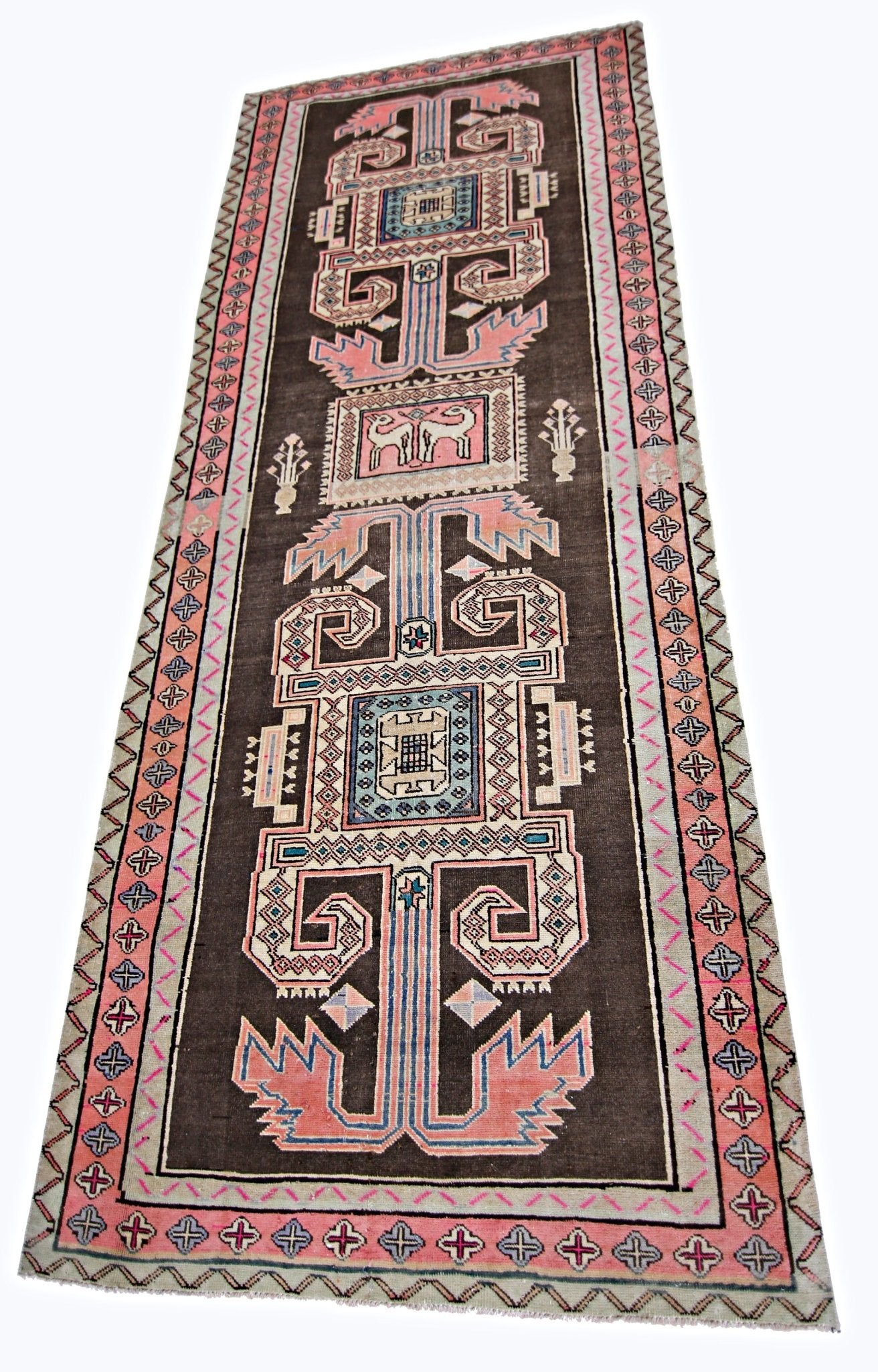 Handmade Vintage Persian Hallway Runner | 285 x 116 cm | 9'4" x 3'10" - Najaf Rugs & Textile