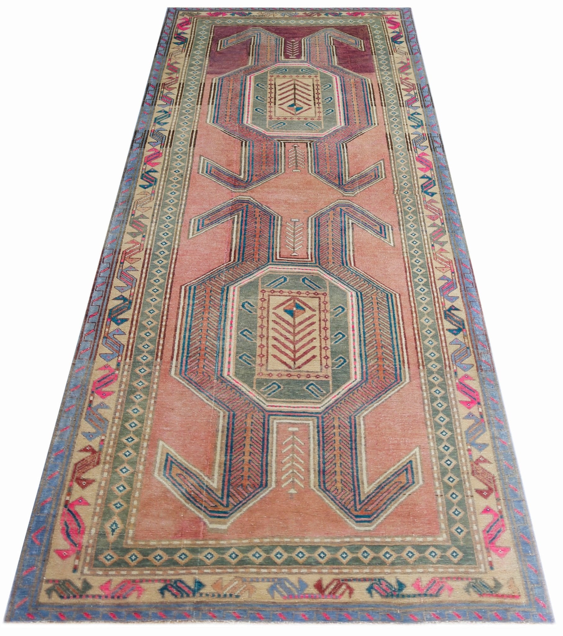 Handmade Vintage Persian Ardebil Rug | 299 x 120 cm | 9'10" x 3'11" - Najaf Rugs & Textile