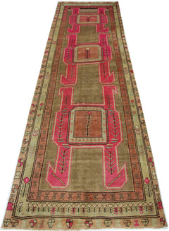 Handmade Vintage Persian Ardebil Hallway Runner | 323 x 125 cm | 10'7" x 4'1" - Najaf Rugs & Textile