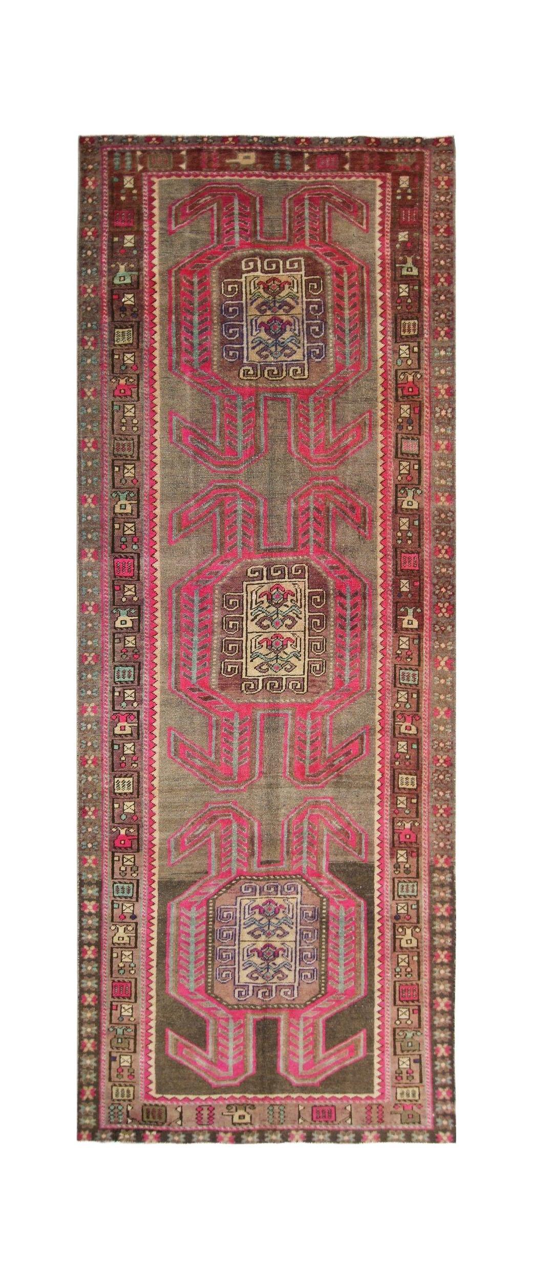 Handmade Vintage Persian Ardebil Hallway Runner | 326 x 123 cm | 10'8" x 4' - Najaf Rugs & Textile