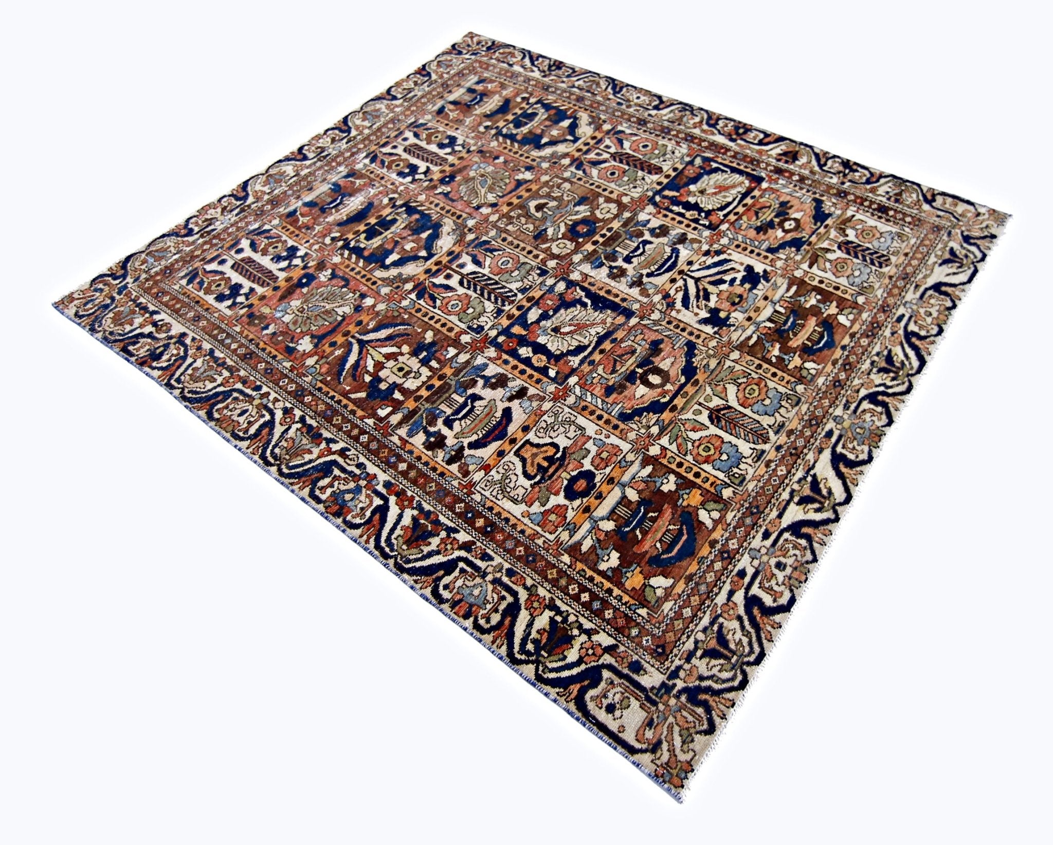 Handmade Vintage Persian Bakhtiari Rug | 181 x 154 cm | 5'11" x 5' - Najaf Rugs & Textile