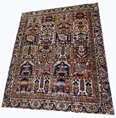 Handmade Vintage Persian Bakhtiari Rug | 181 x 154 cm | 5'11" x 5' - Najaf Rugs & Textile