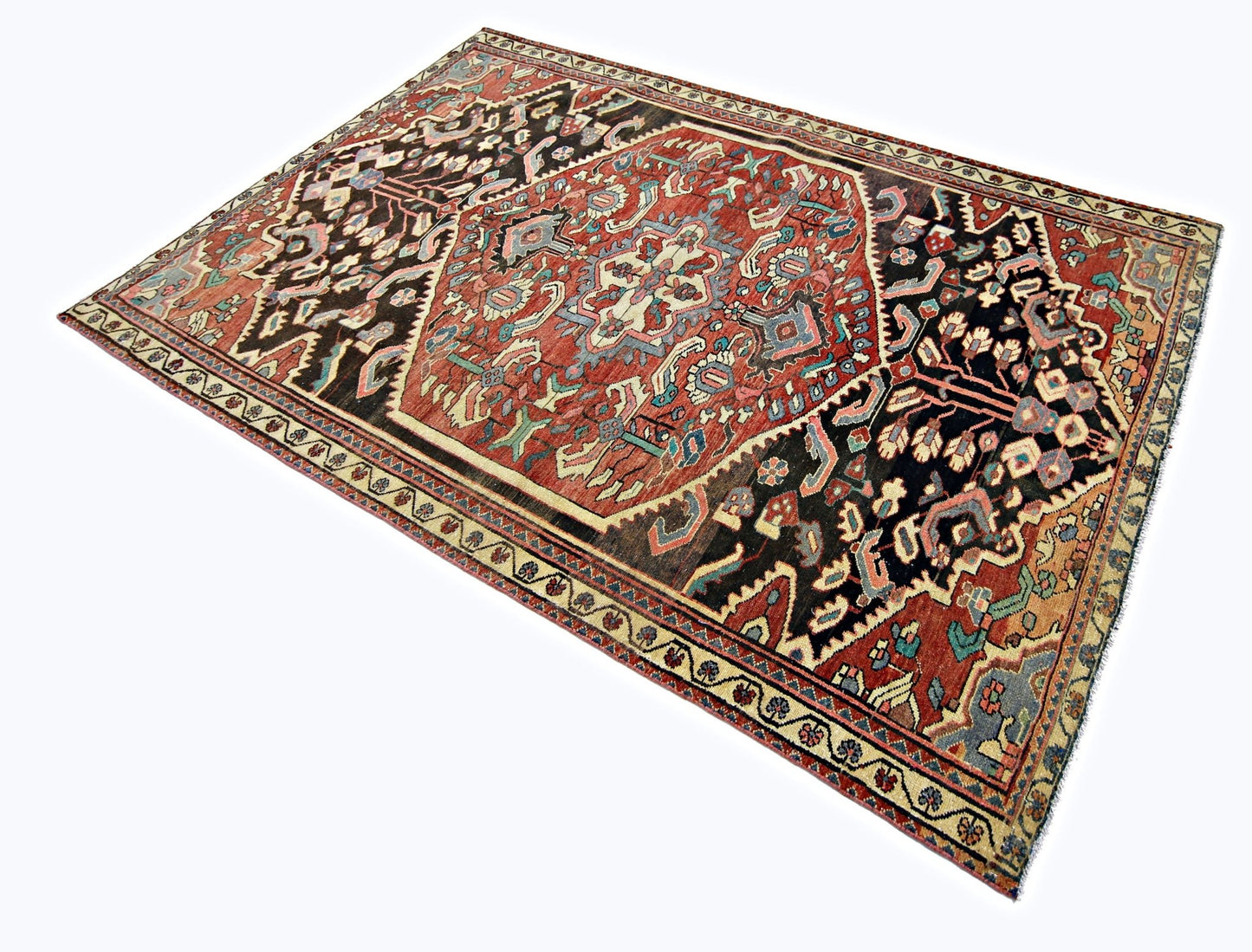 Handmade Vintage Persian Bakhtiar Rug | 245 x 158 cm | 8' x 5'2" - Najaf Rugs & Textile