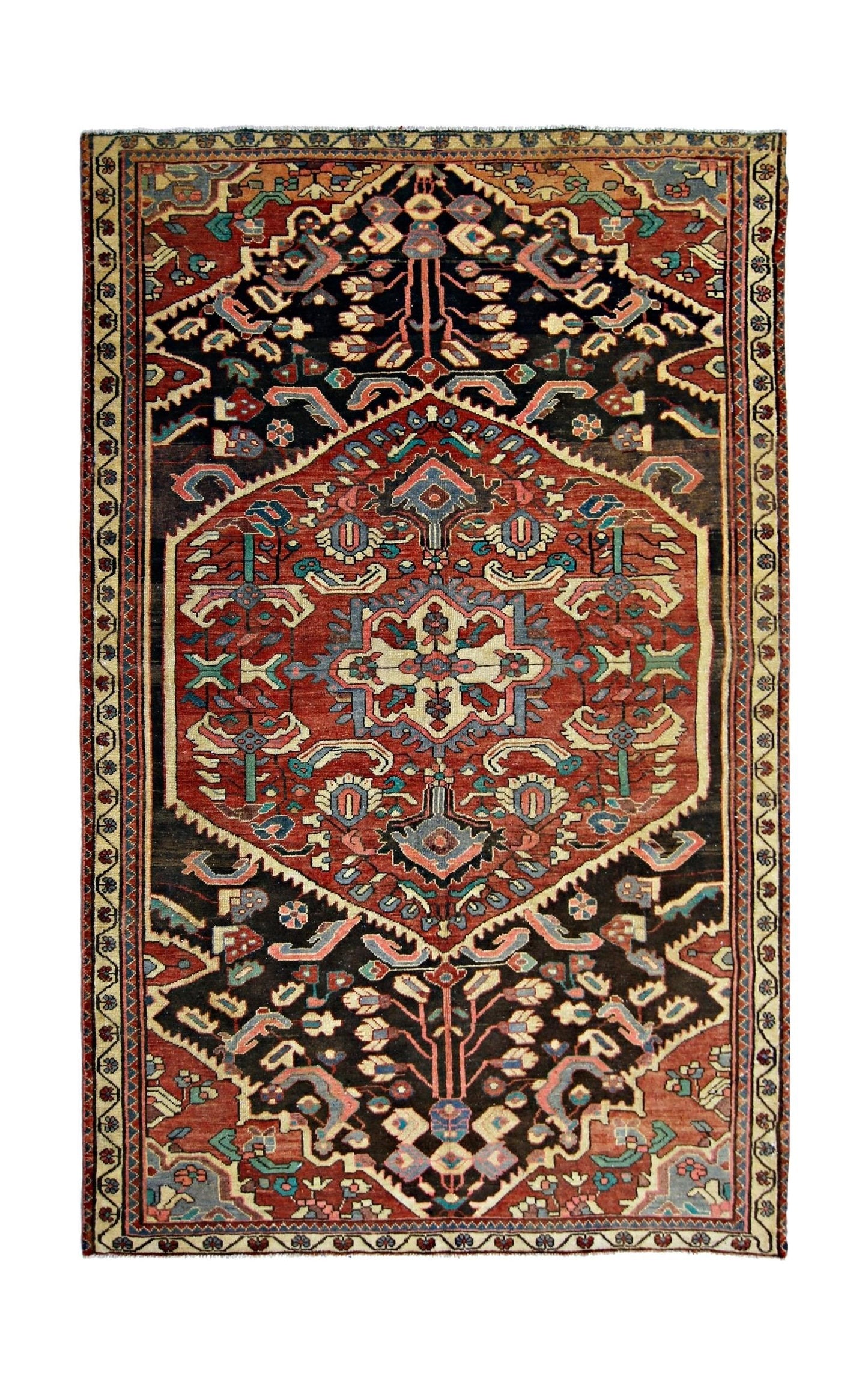 Handmade Vintage Persian Bakhtiar Rug | 245 x 158 cm | 8' x 5'2" - Najaf Rugs & Textile