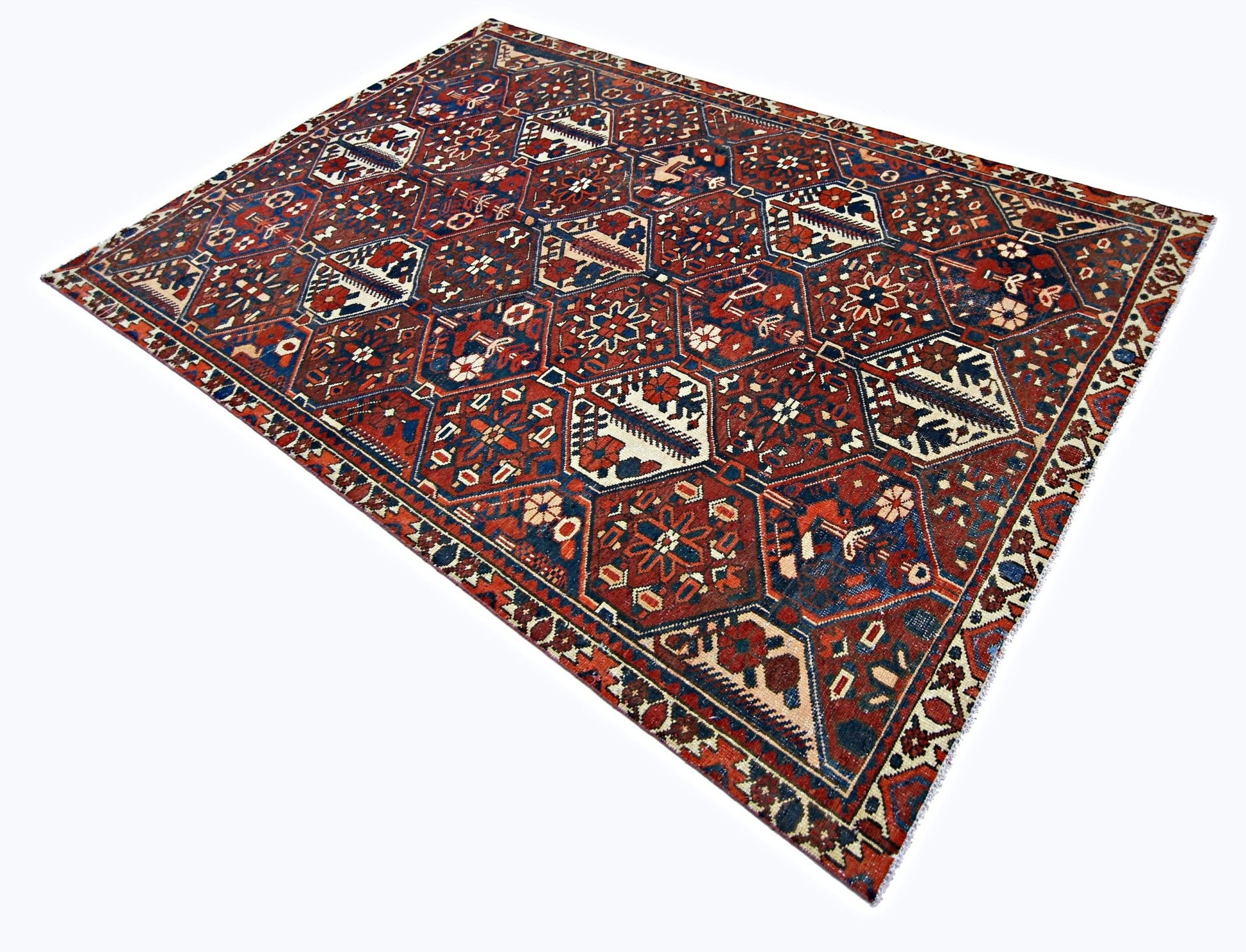 Handmade Vintage Persian Bakhtiar Rug | 275 x 180 cm | 9' x 5'11" - Najaf Rugs & Textile