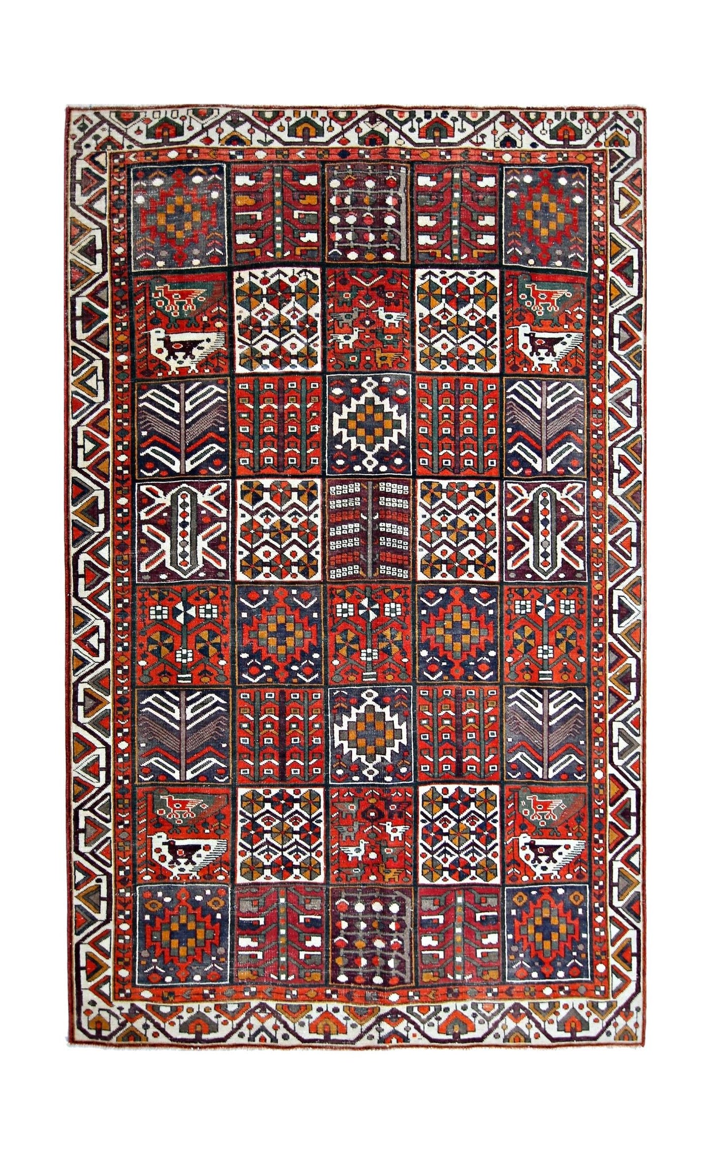 Handmade Vintage Persian Bakhtiar Rug | 278 x 187 cm | 9'1" x 6'2" - Najaf Rugs & Textile