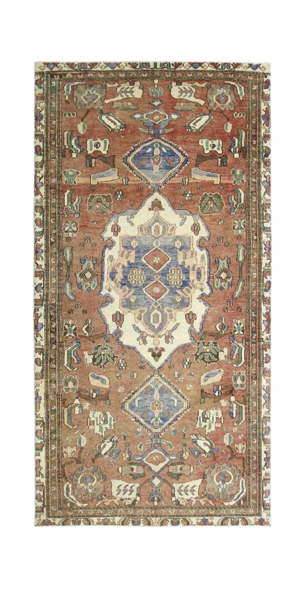 Handmade Vintage Persian Bakhtiar Rug | 284 x 139 cm | 9'4" x 4'7" - Najaf Rugs & Textile