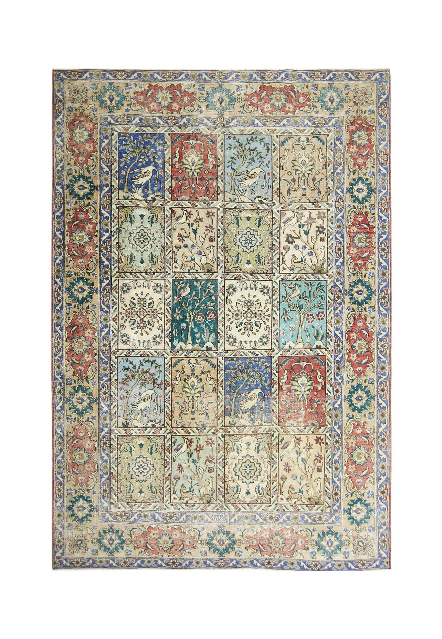 Handmade Vintage Persian Bakhtiar Rug | 285 x 193 cm | 9'4" x 6'4" - Najaf Rugs & Textile