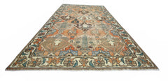 A vintage Persian Bakhtiari rug featuring a geometric diamond pattern with animal and floral motifs.