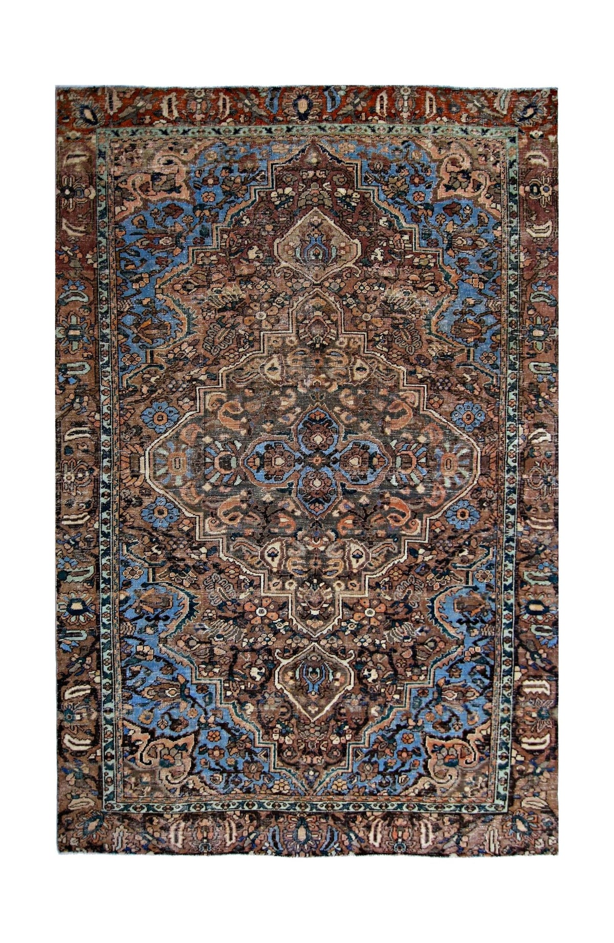 Handmade Vintage Persian Bakhtiar Rug | 288 x 193 cm | 9'5" x 6'4" - Najaf Rugs & Textile
