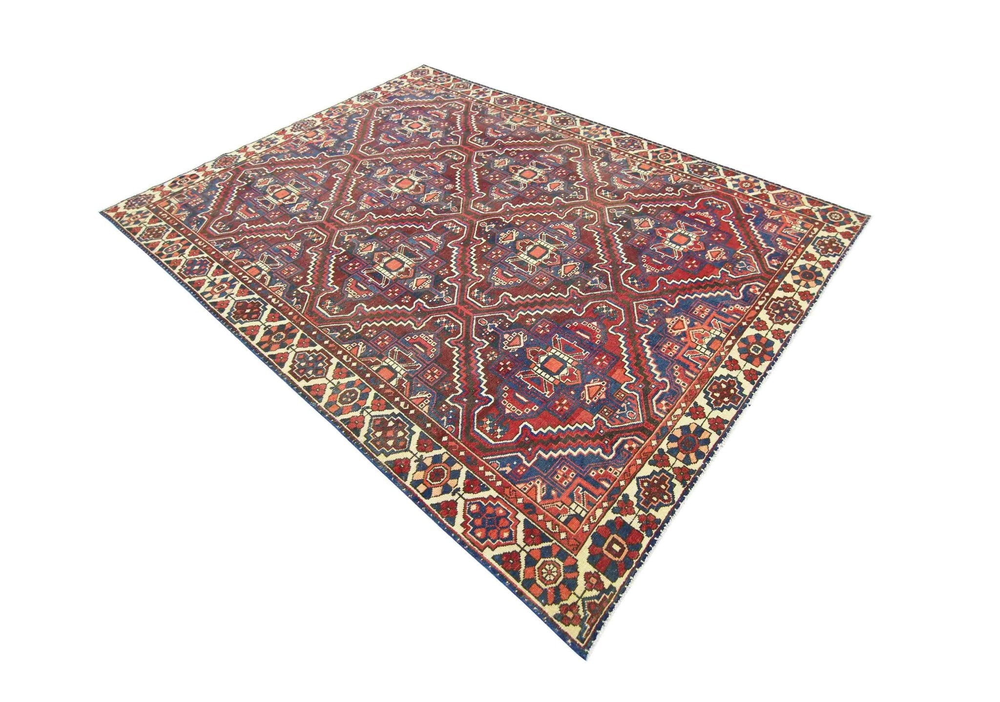 Handmade Vintage Persian Bakhtiar Rug | 290 x 213 cm | 9'6" x 7' - Najaf Rugs & Textile