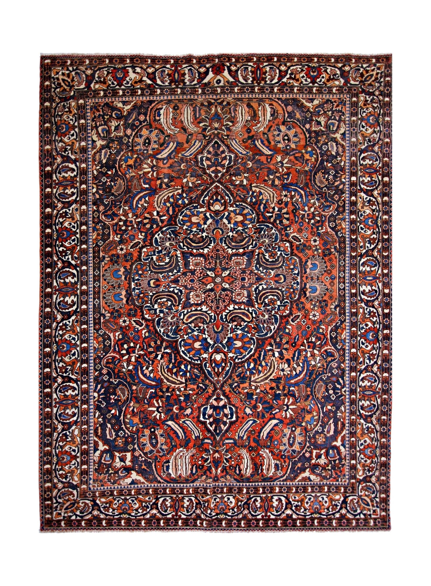 Handmade Vintage Persian Bakhtiar Rug | 295 x 225 cm | 9'8" x 7'4" - Najaf Rugs & Textile