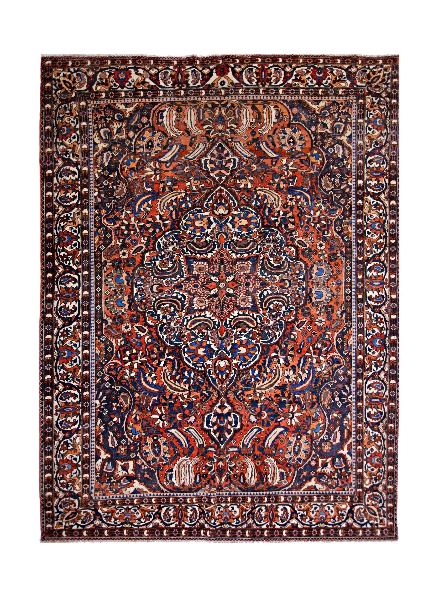Handmade Vintage Persian Bakhtiar Rug | 295 x 225 cm | 9'8" x 7'4" - Najaf Rugs & Textile