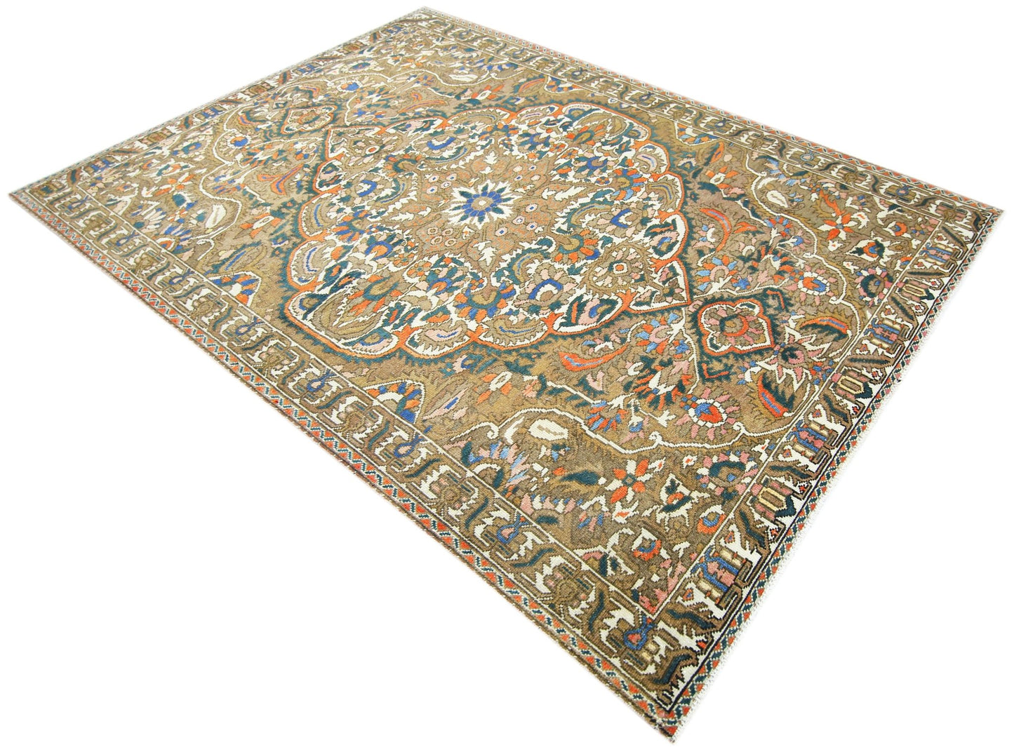 Handmade Vintage Persian Bakhtiar Rug | 297 x 211 cm | 9'9" x 6'11" - Najaf Rugs & Textile