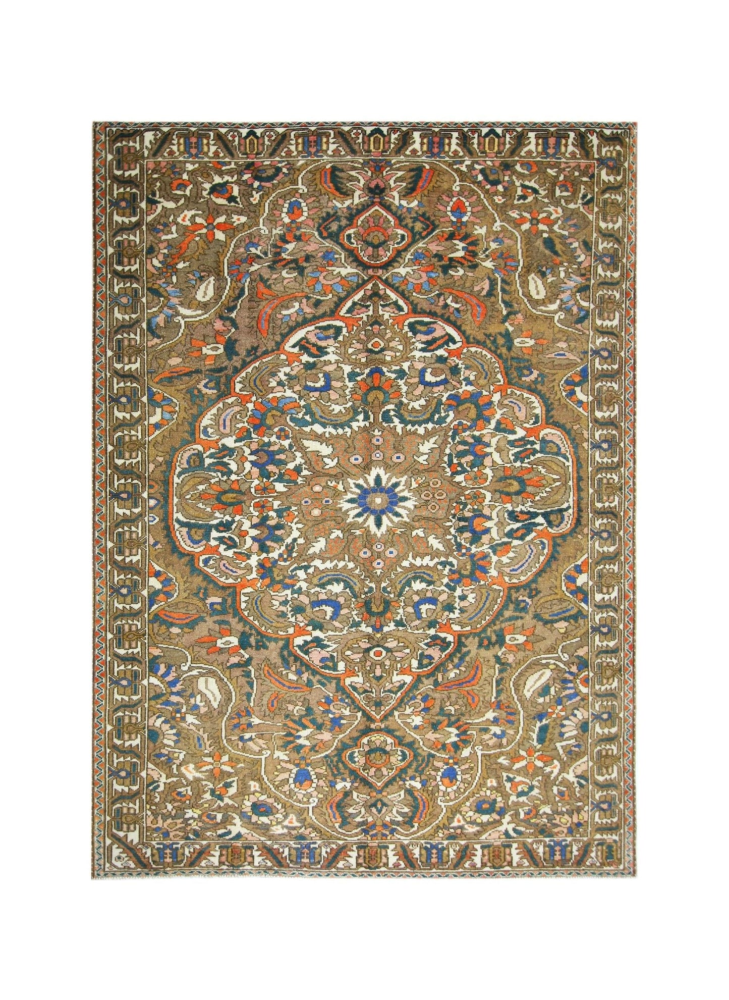 Handmade Vintage Persian Bakhtiar Rug | 297 x 211 cm | 9'9" x 6'11" - Najaf Rugs & Textile