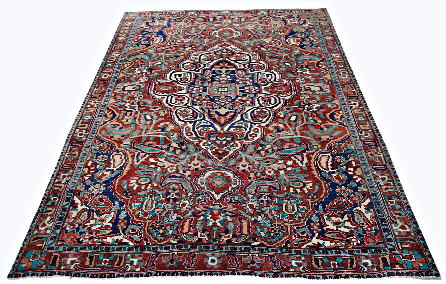 Handmade Vintage Persian Bakhtiar Rug | 301 x 212 cm | 9'11" x 7' - Najaf Rugs & Textile