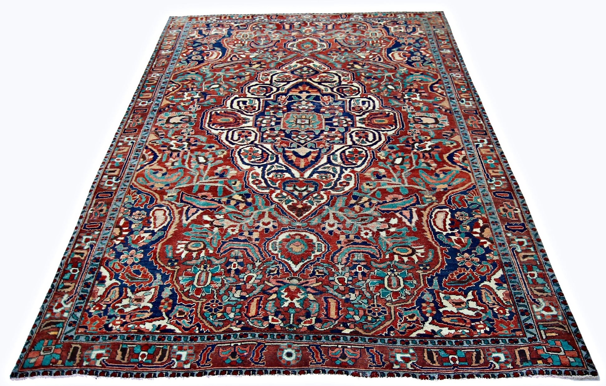 Handmade Vintage Persian Bakhtiar Rug | 301 x 212 cm | 9'11" x 7' - Najaf Rugs & Textile