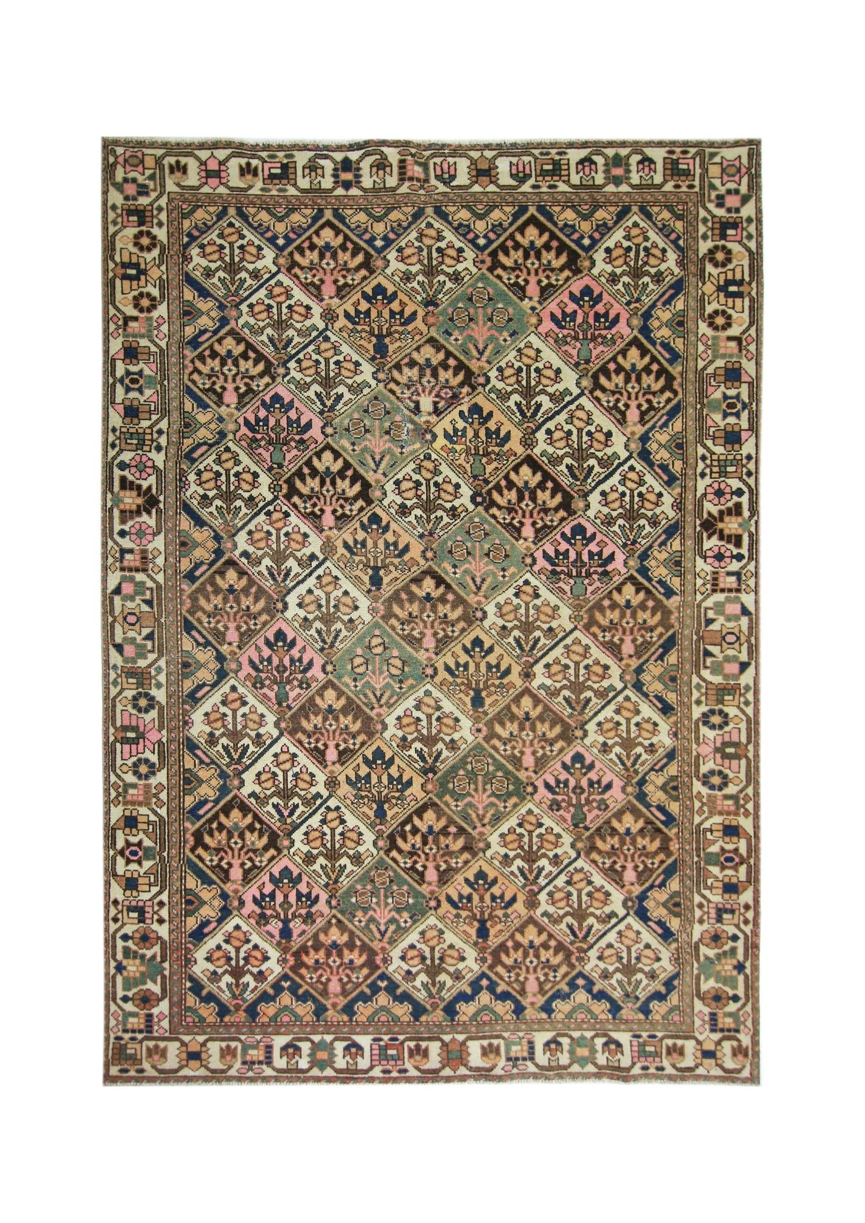 Handmade Vintage Persian Bakhtiar Rug | 302 x 204 cm | 9'11" x 6'8" - Najaf Rugs & Textile