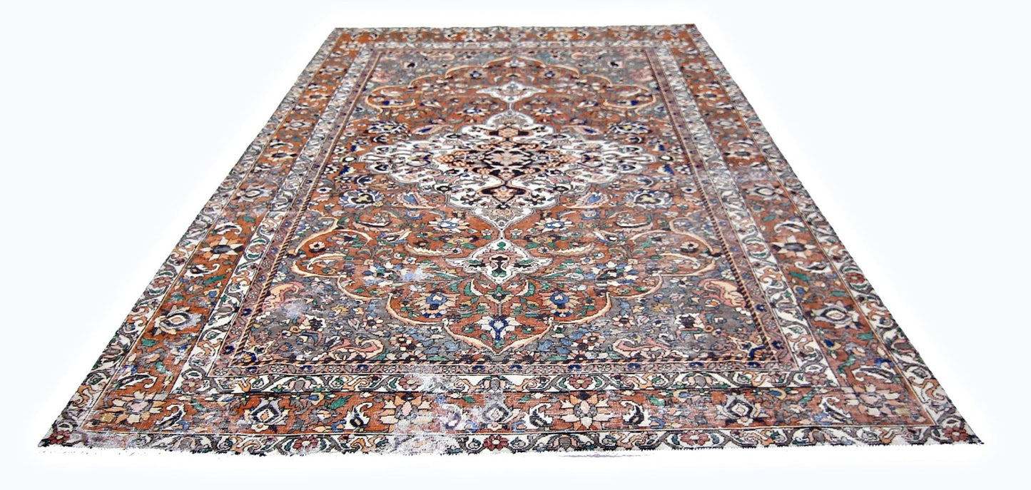 Handmade Vintage Persian Bakhtiar Rug | 314 x 200 cm | 10'4" x 6'7" - Najaf Rugs & Textile