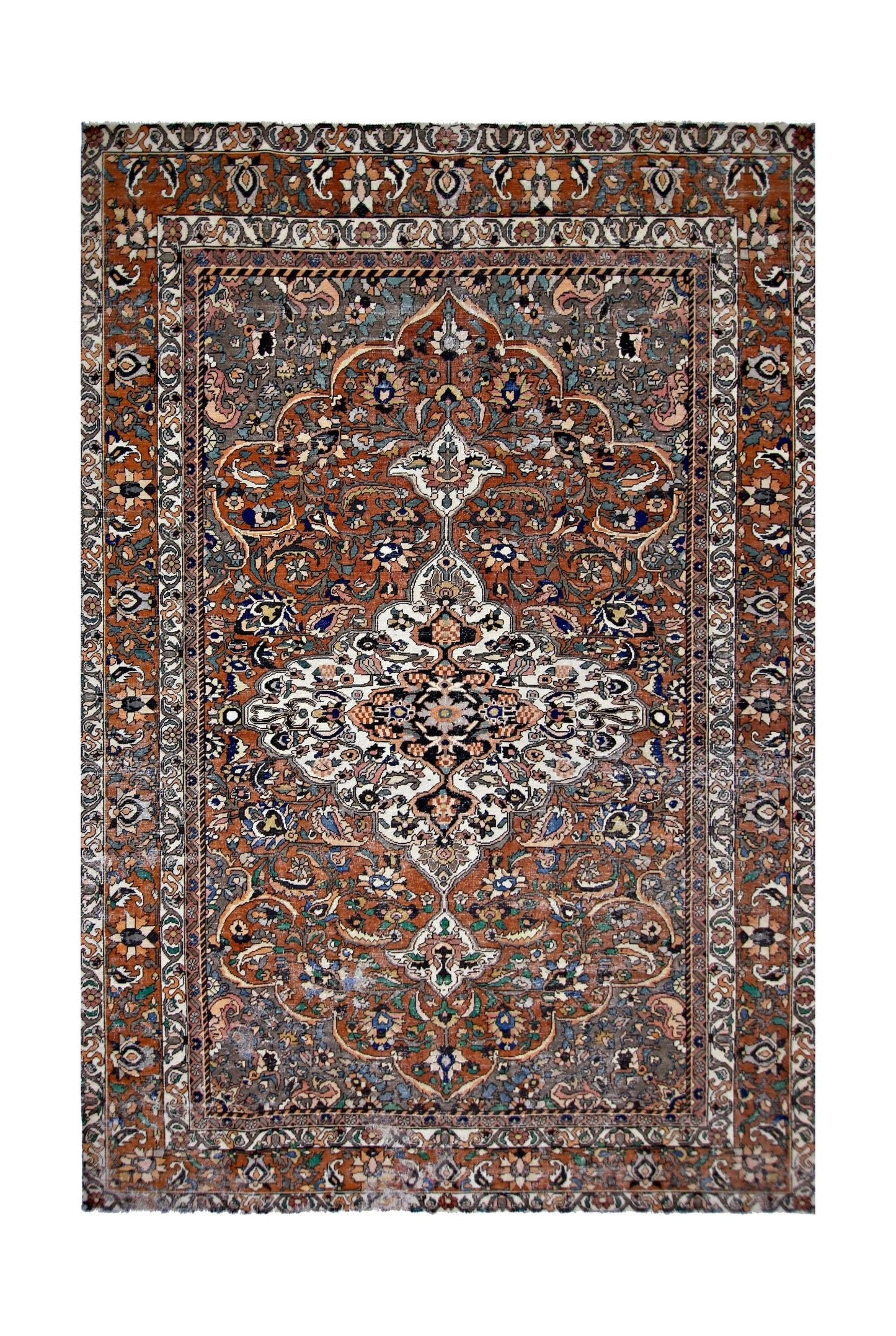 Handmade Vintage Persian Bakhtiar Rug | 314 x 200 cm | 10'4" x 6'7" - Najaf Rugs & Textile