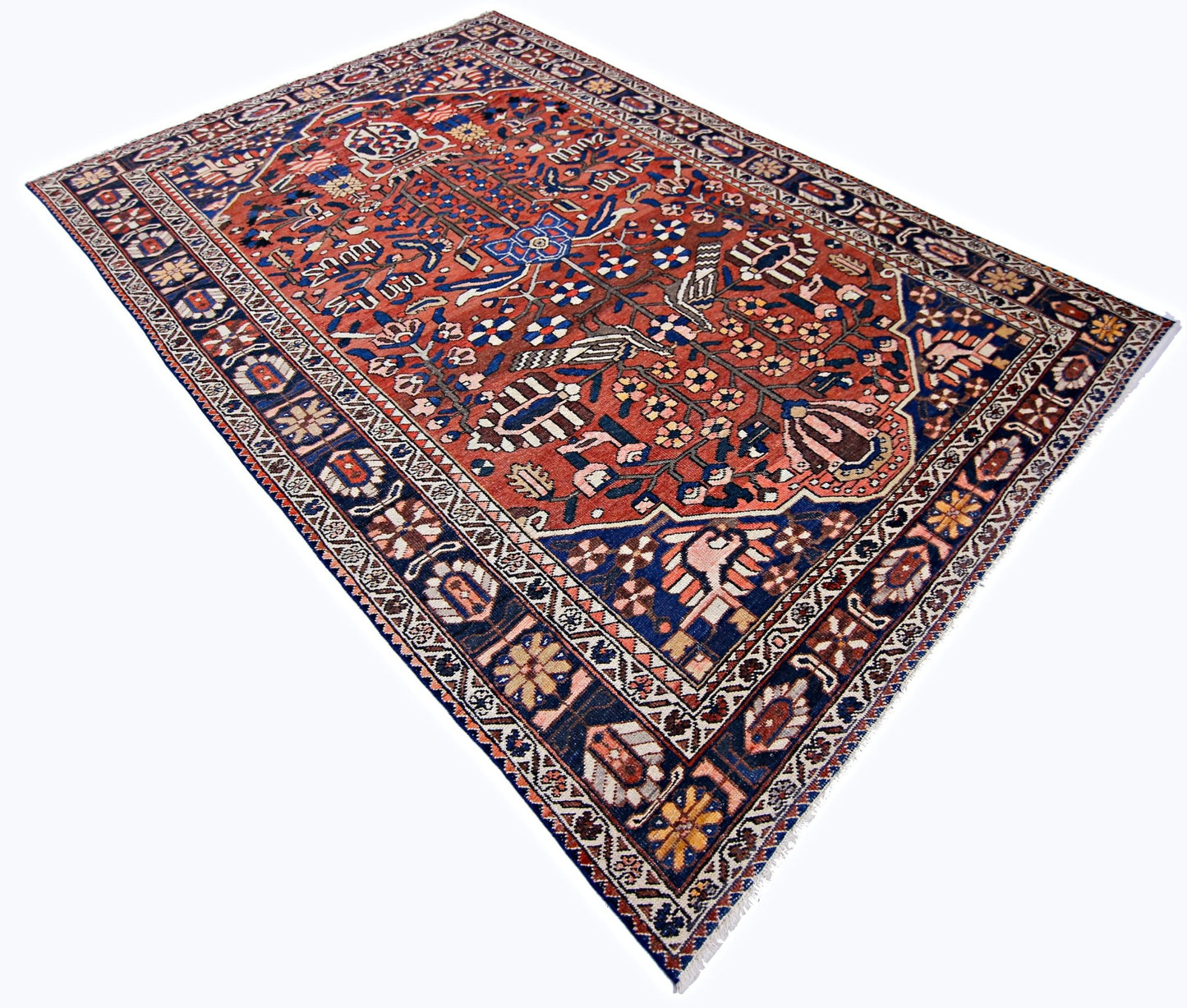 Handmade Vintage Persian Bakhtiar Rug | 319 x 206 cm | 10'6" x 6'9" - Najaf Rugs & Textile