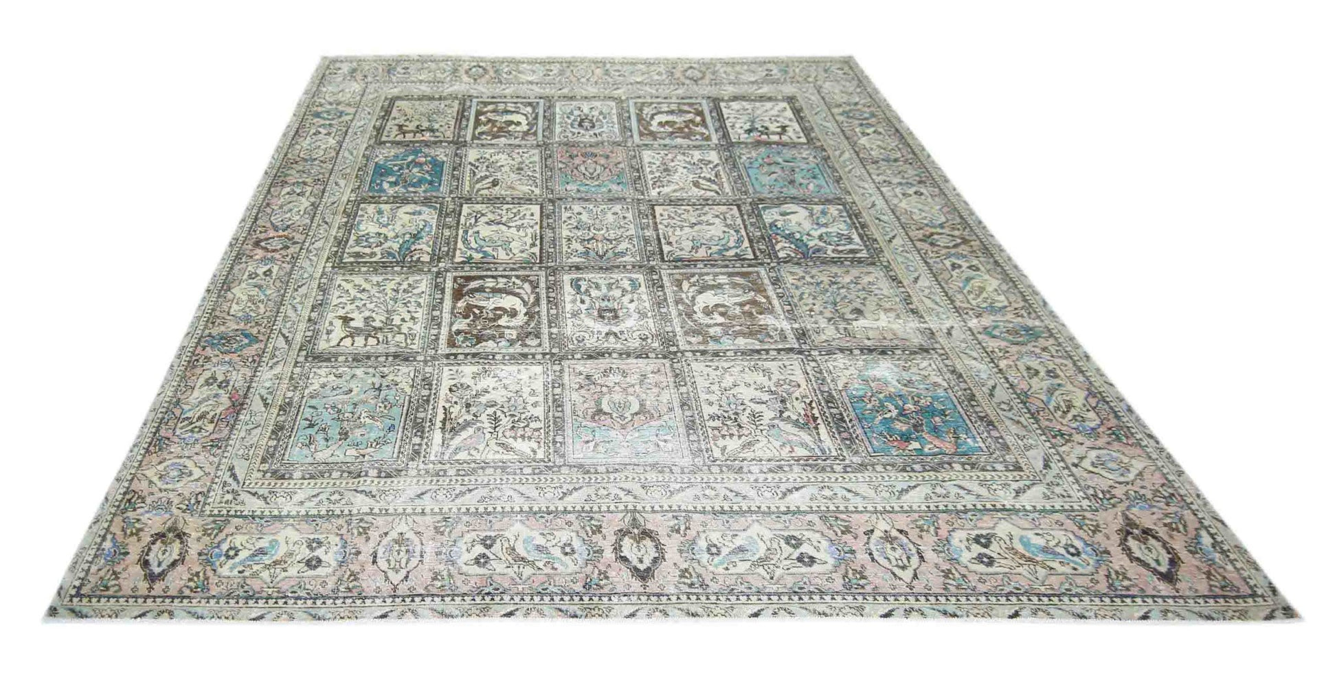 Handmade Vintage Persian Bakhtiar Rug | 368 x 282 cm | 12'1" x 9'3" - Najaf Rugs & Textile
