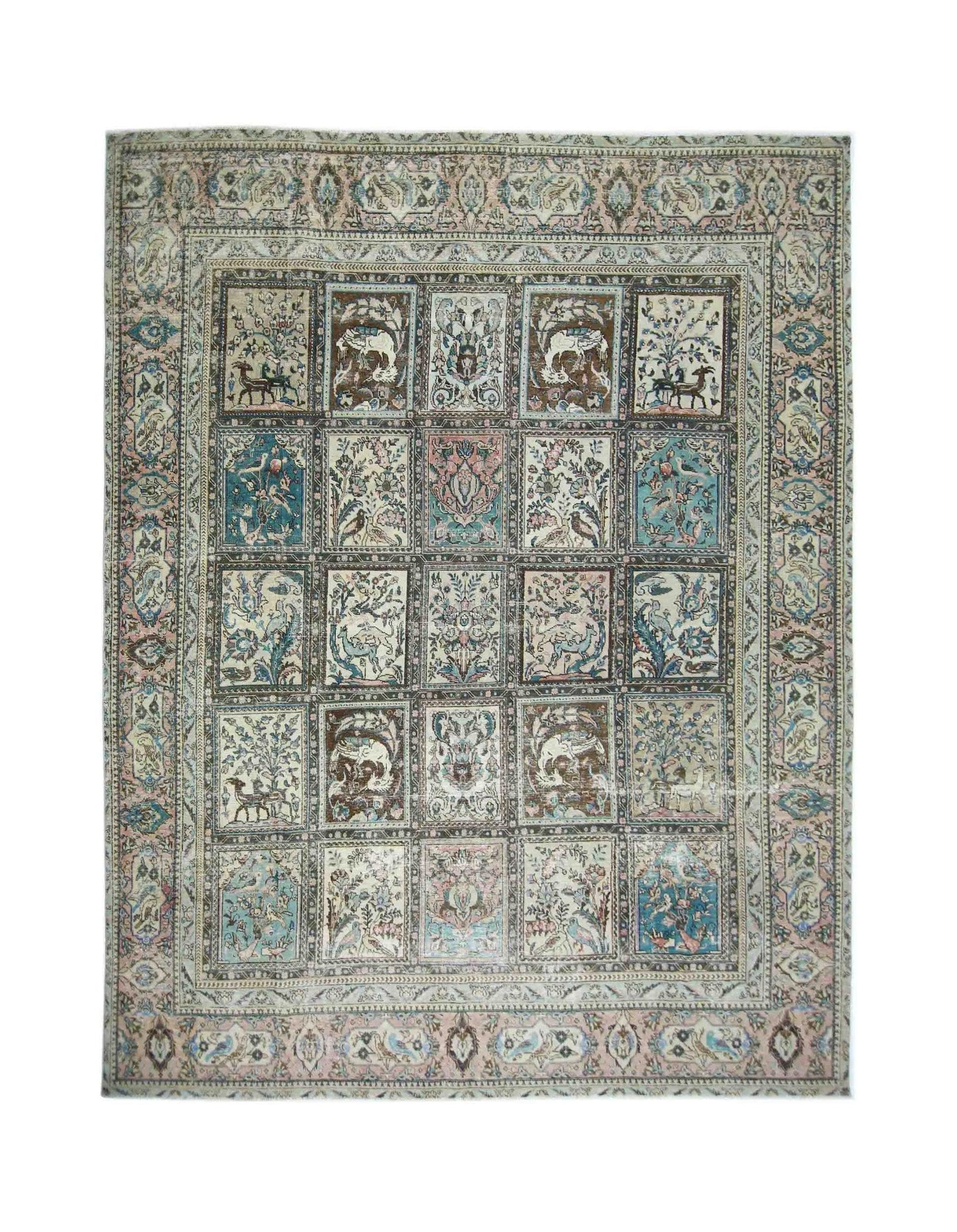 Handmade Vintage Persian Bakhtiar Rug | 368 x 282 cm | 12'1" x 9'3" - Najaf Rugs & Textile