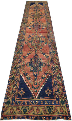 Handmade Vintage Persian Hallway Runner | 440 x 108 cm | 14'5" x 3'7" - Najaf Rugs & Textile