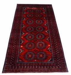 Handmade Vintage Afghan Turkmen Rug | 187 x 98 cm | 6'2" x 3'2" - Najaf Rugs & Textile