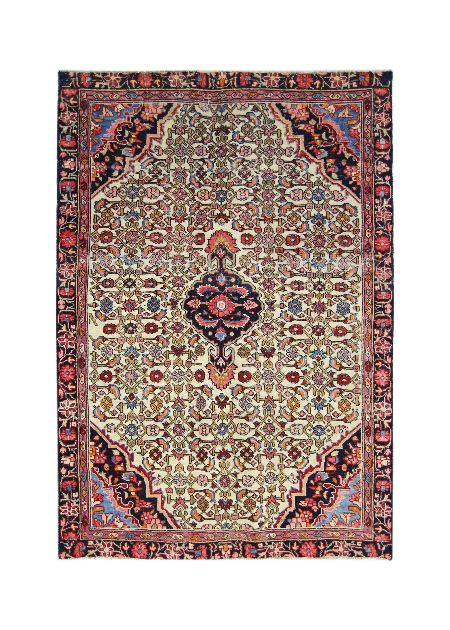 Handmade Vintage Persian Rug | 138 x 97 cm | 4'6" x 3'2" - Najaf Rugs & Textile