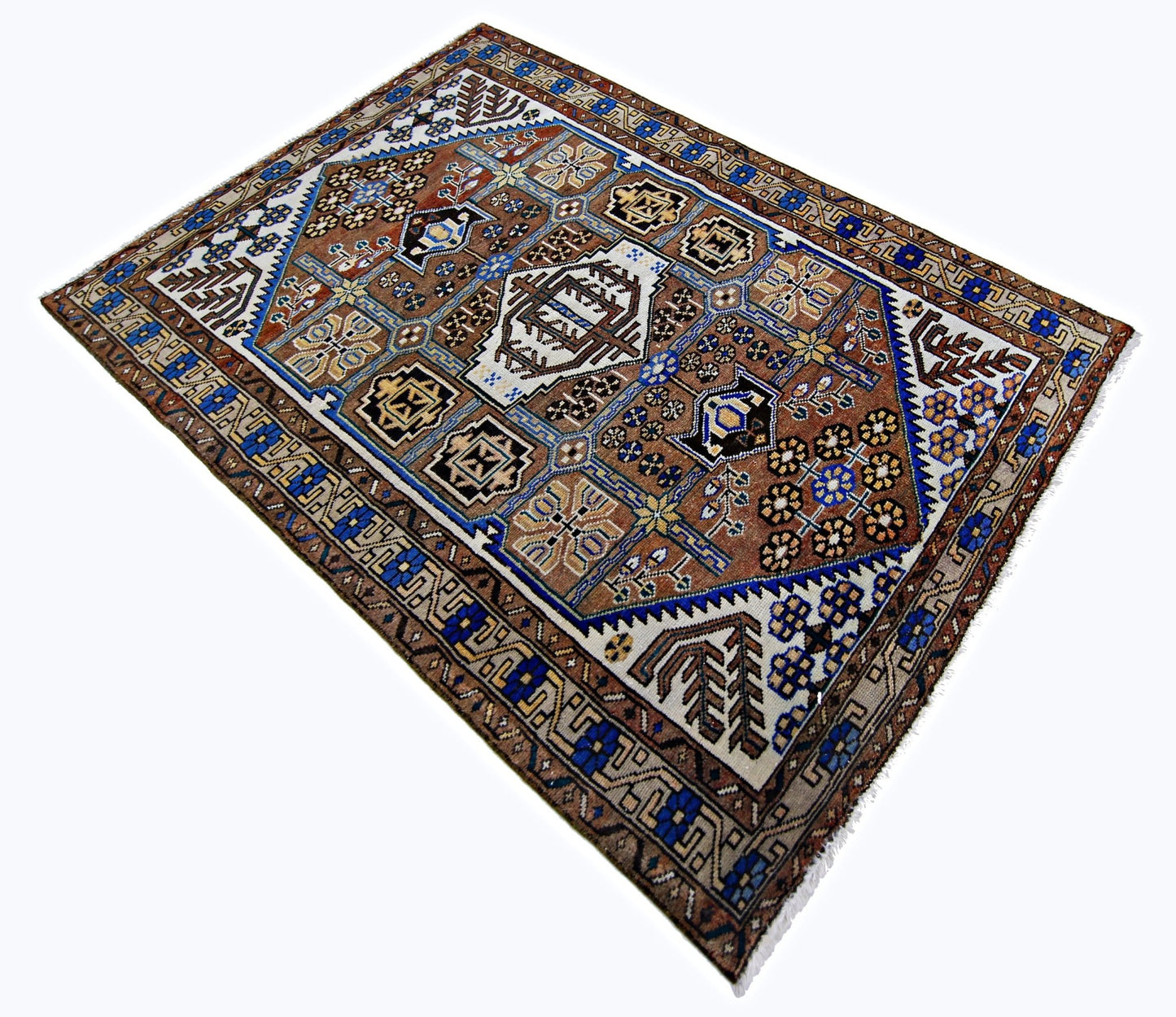 Handmade Vintage Persian Rug | 159 x 111 cm | 5'3" x 3'8" - Najaf Rugs & Textile