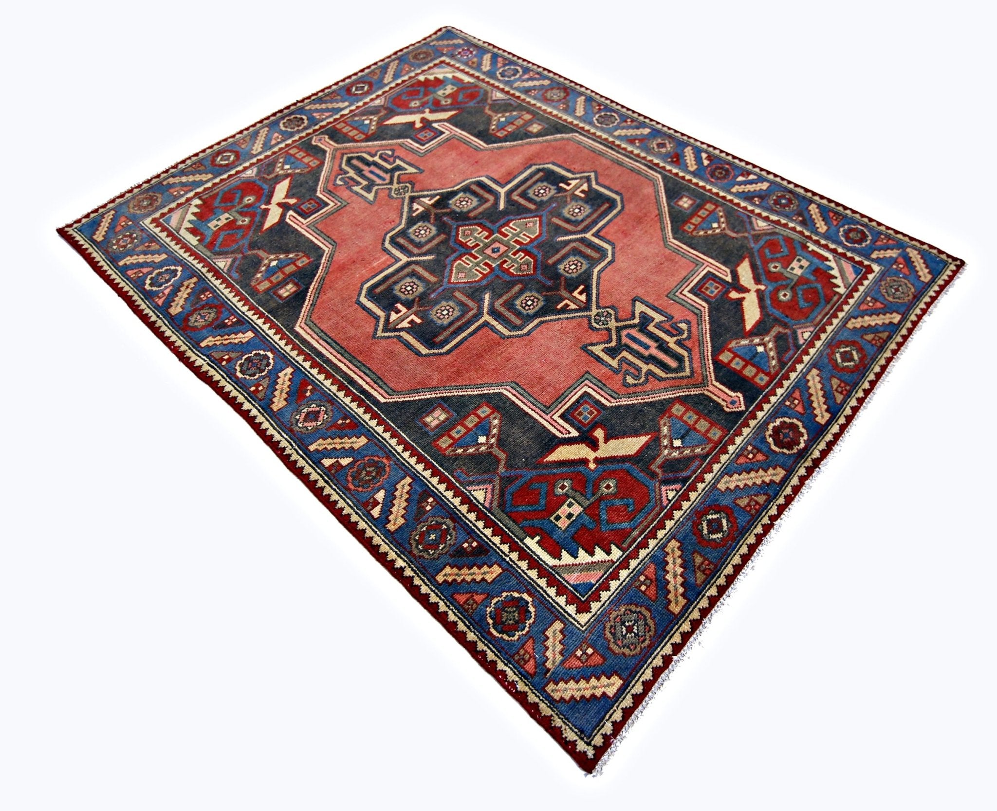 Handmade Vintage Persian Rug | 161 x 122 cm | 5'3" x 4' - Najaf Rugs & Textile