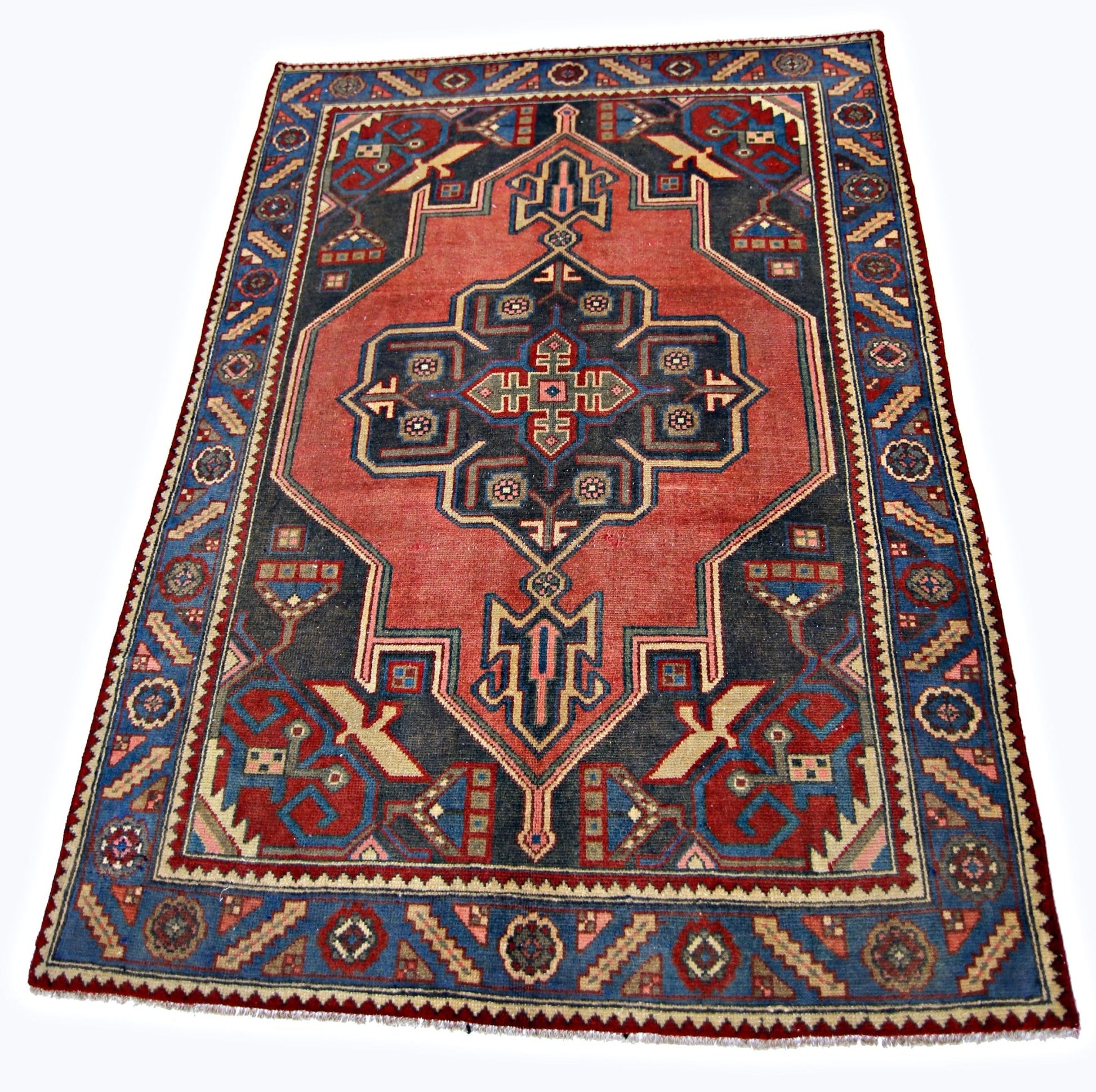 Handmade Vintage Persian Rug | 161 x 122 cm | 5'3" x 4' - Najaf Rugs & Textile