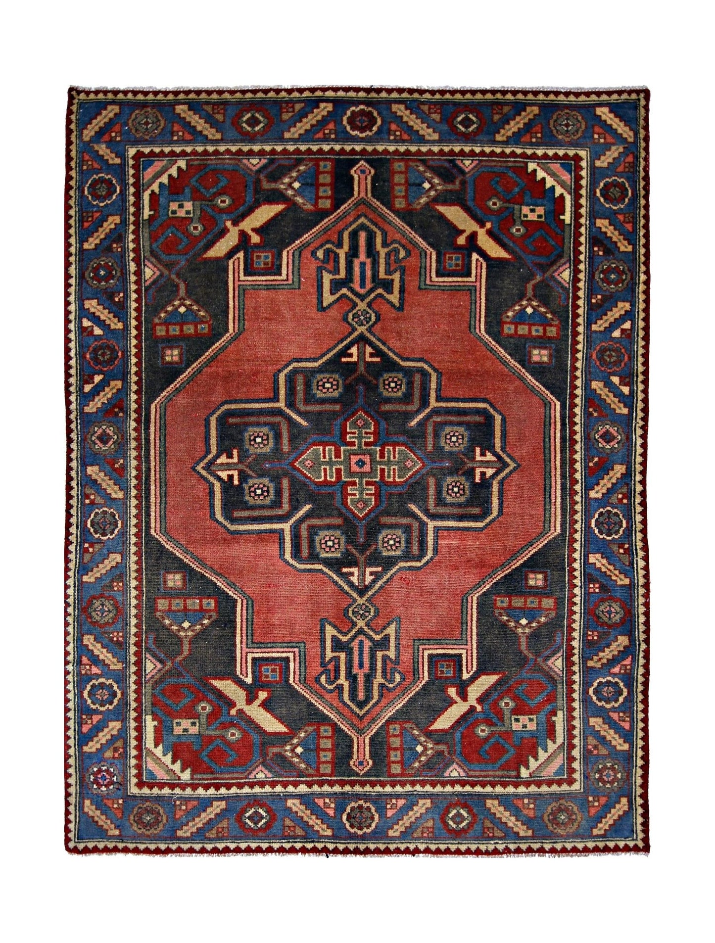 Handmade Vintage Persian Rug | 161 x 122 cm | 5'3" x 4' - Najaf Rugs & Textile