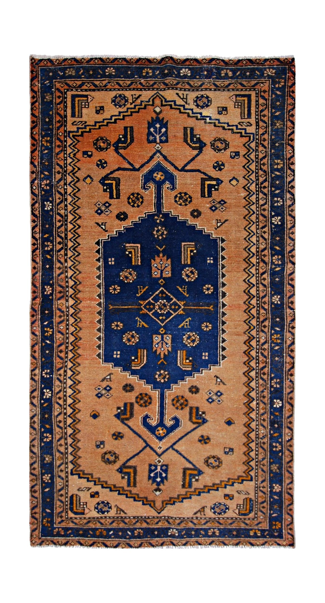 Handmade Vintage Persian Hamadan Rug | 186 x 100 cm | 6'1" x 3'3" - Najaf Rugs & Textile