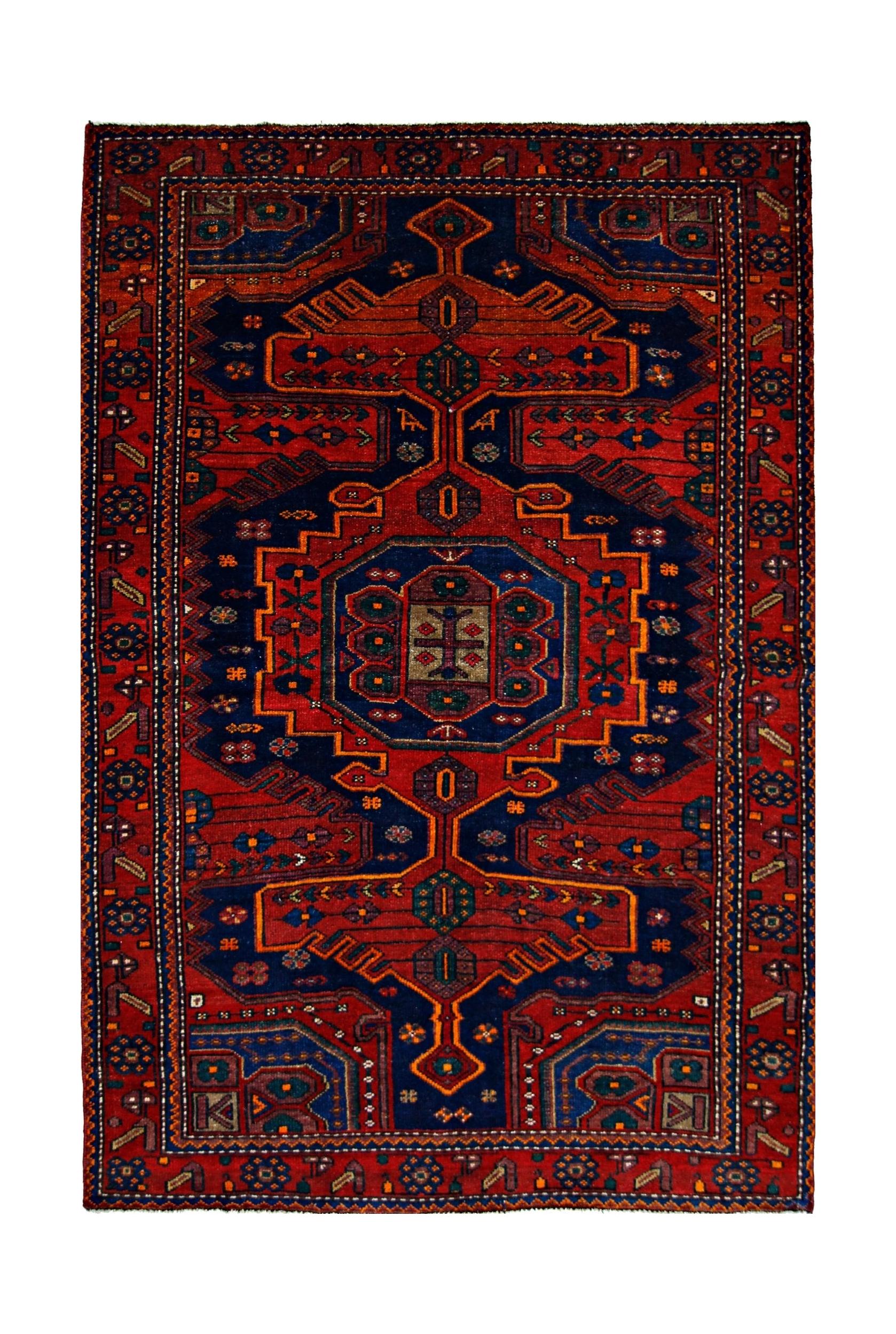 Handmade Vintage Persian Hamadan Rug | 191 x 133 cm | 6'3" x 4'5" - Najaf Rugs & Textile