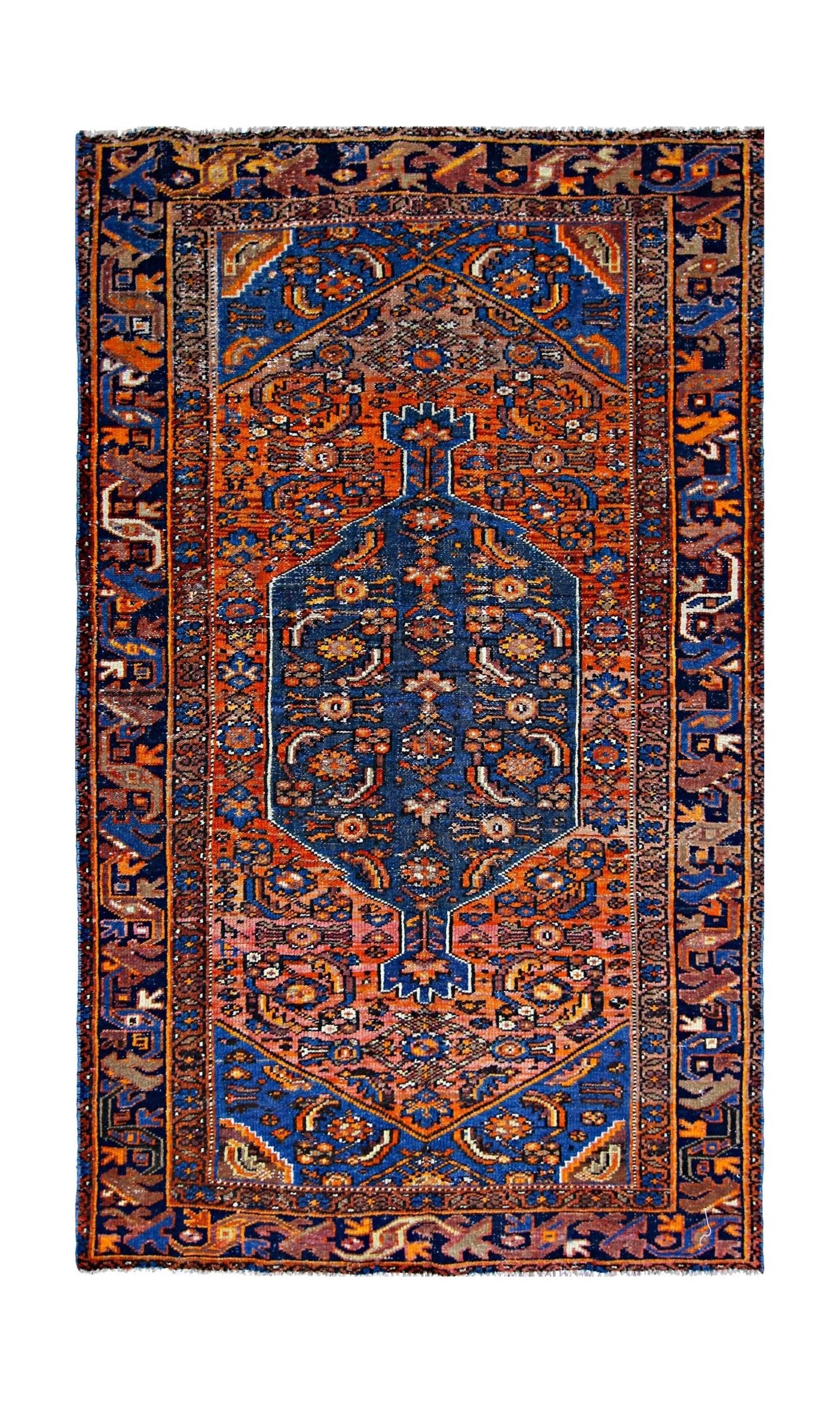 Handmade Vintage Persian Hamadan Rug | 195 x 119 cm | 6'5" x 3'11" - Najaf Rugs & Textile