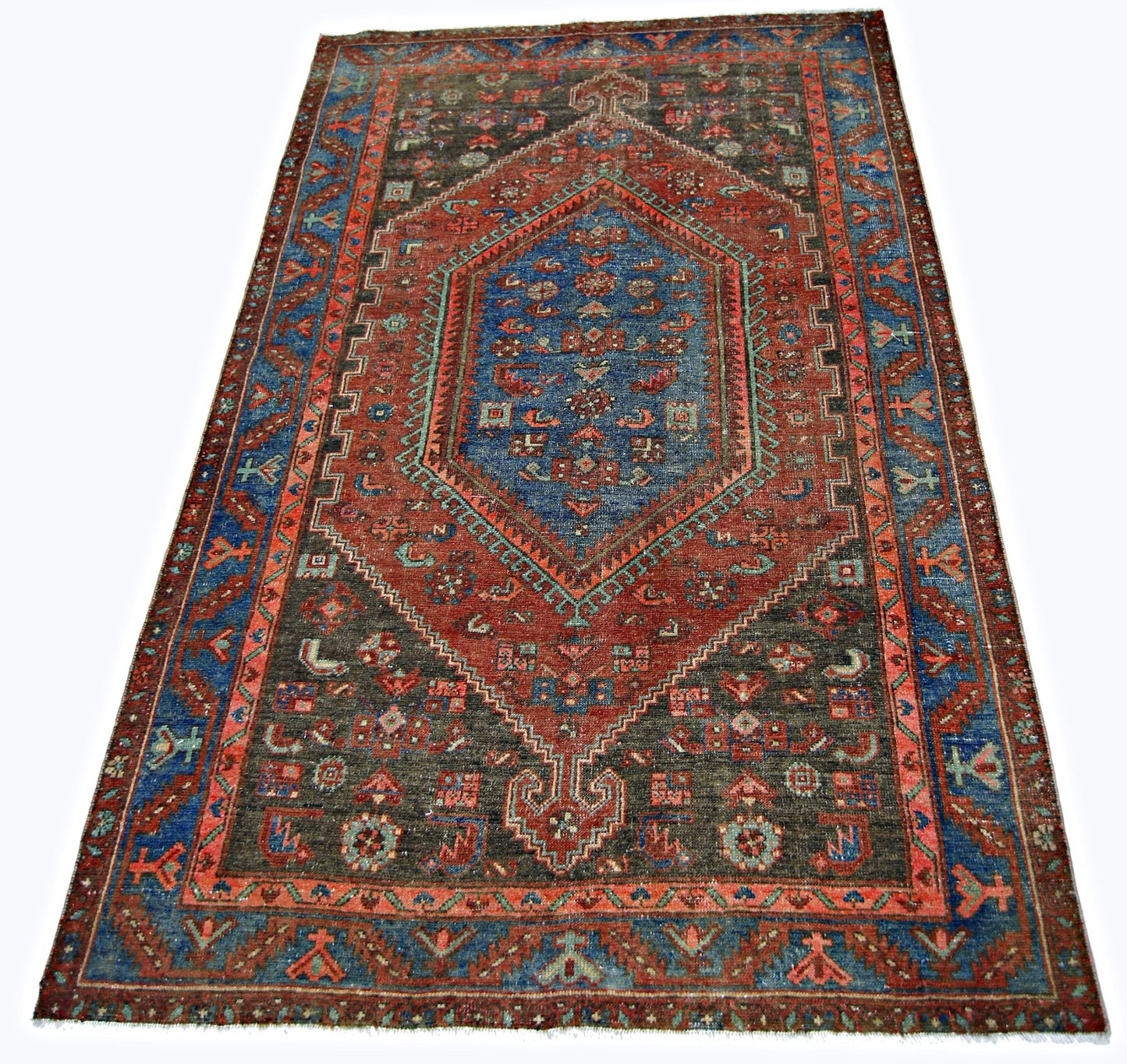 Handmade Vintage Persian Hamadan Rug | 196 x 134 cm | 6'5" x 4'5" - Najaf Rugs & Textile
